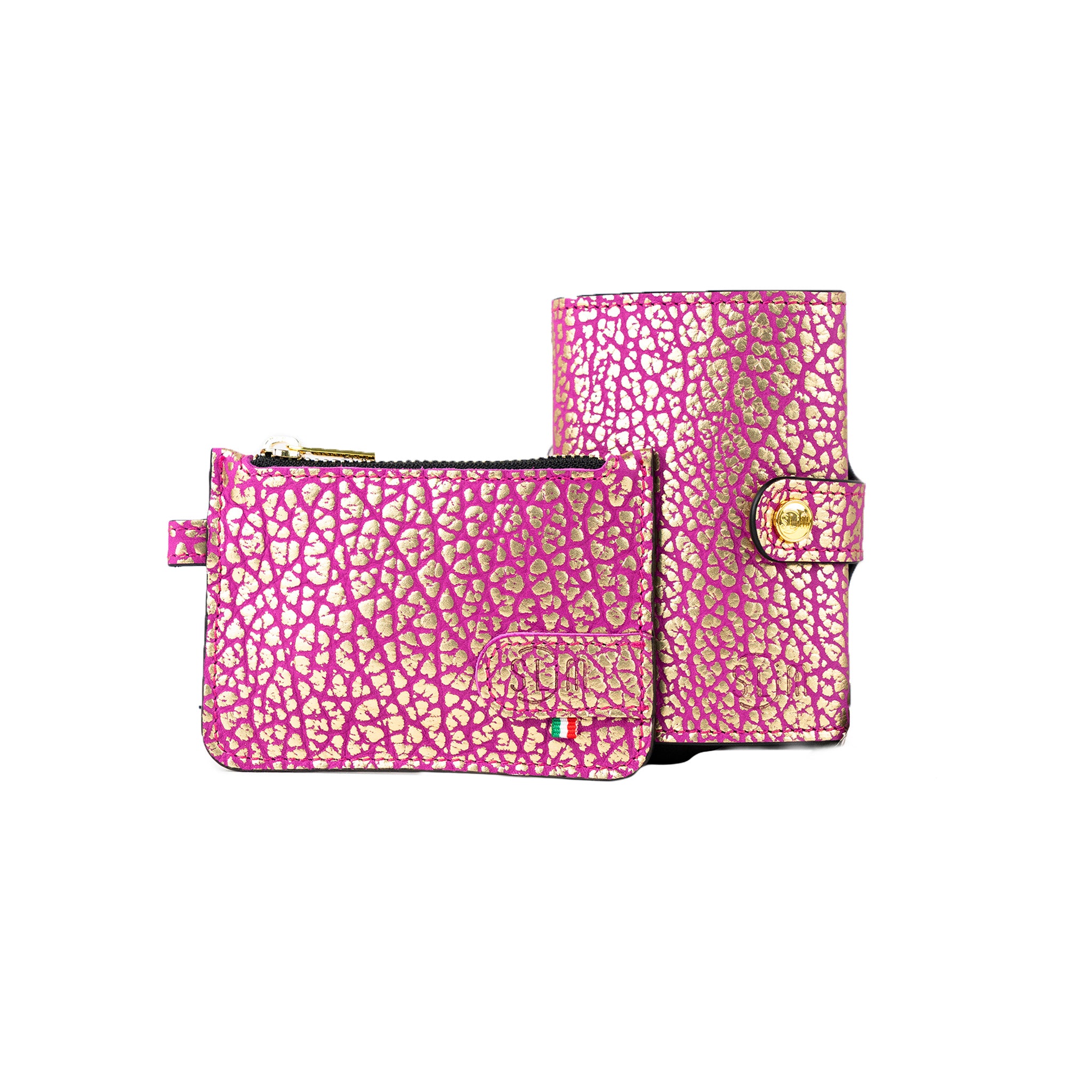 Set Metal Fucsia e Oro Bottalato SLim e Portamonete