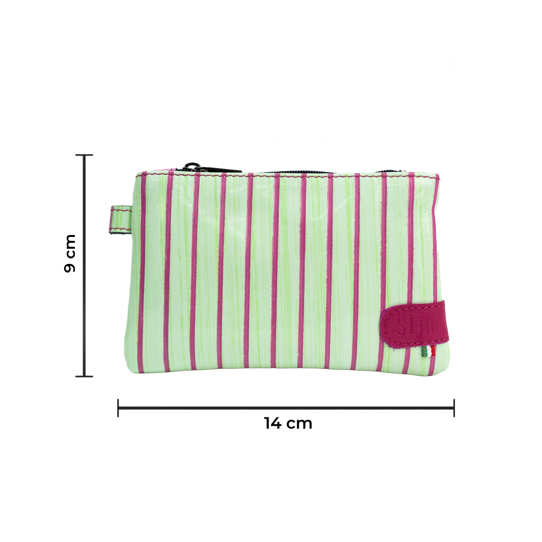 Mini Pochette Vera pelle Lollipop Verde e Fucsia
