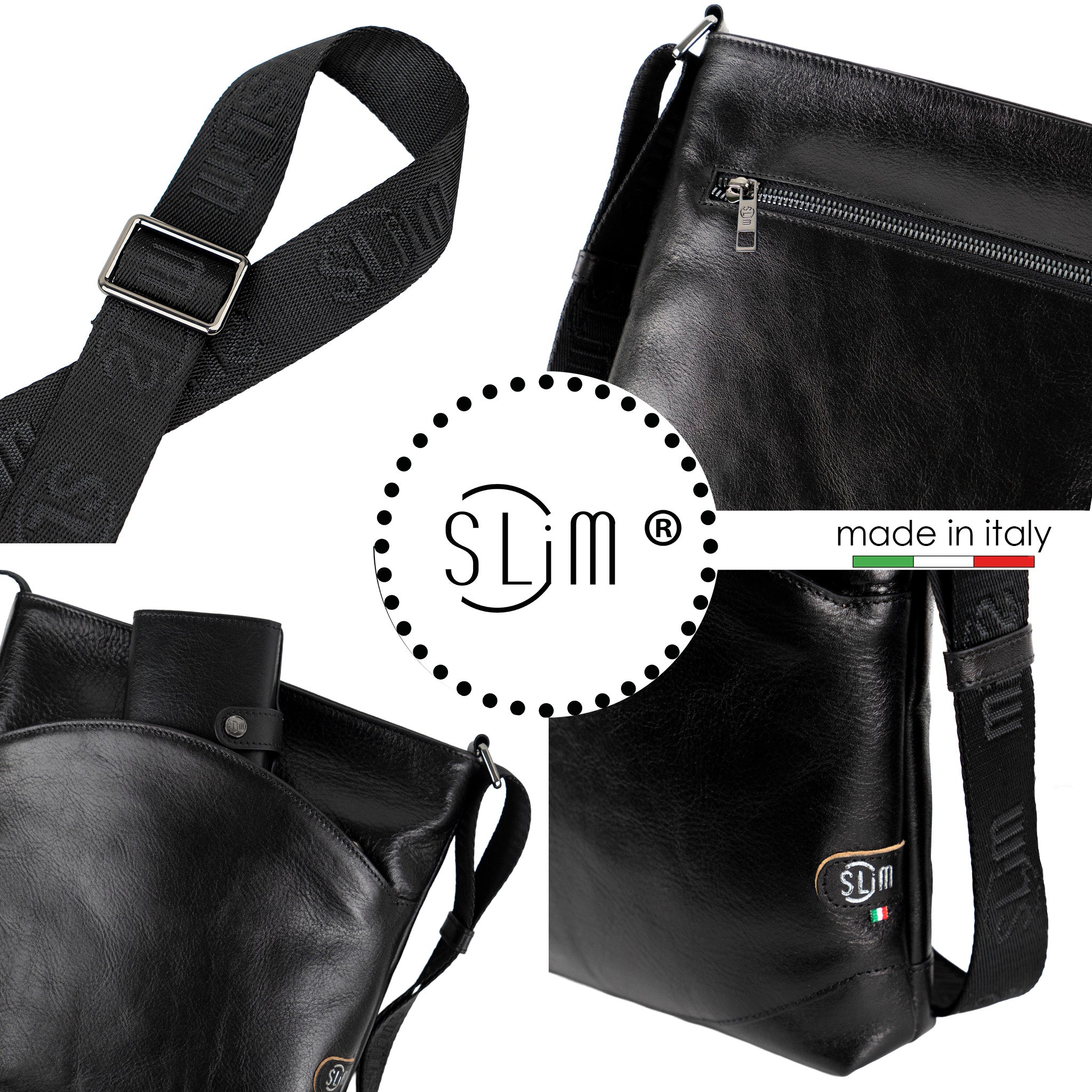 Bag SLim®️ Vera Pelle Bottalato Nero