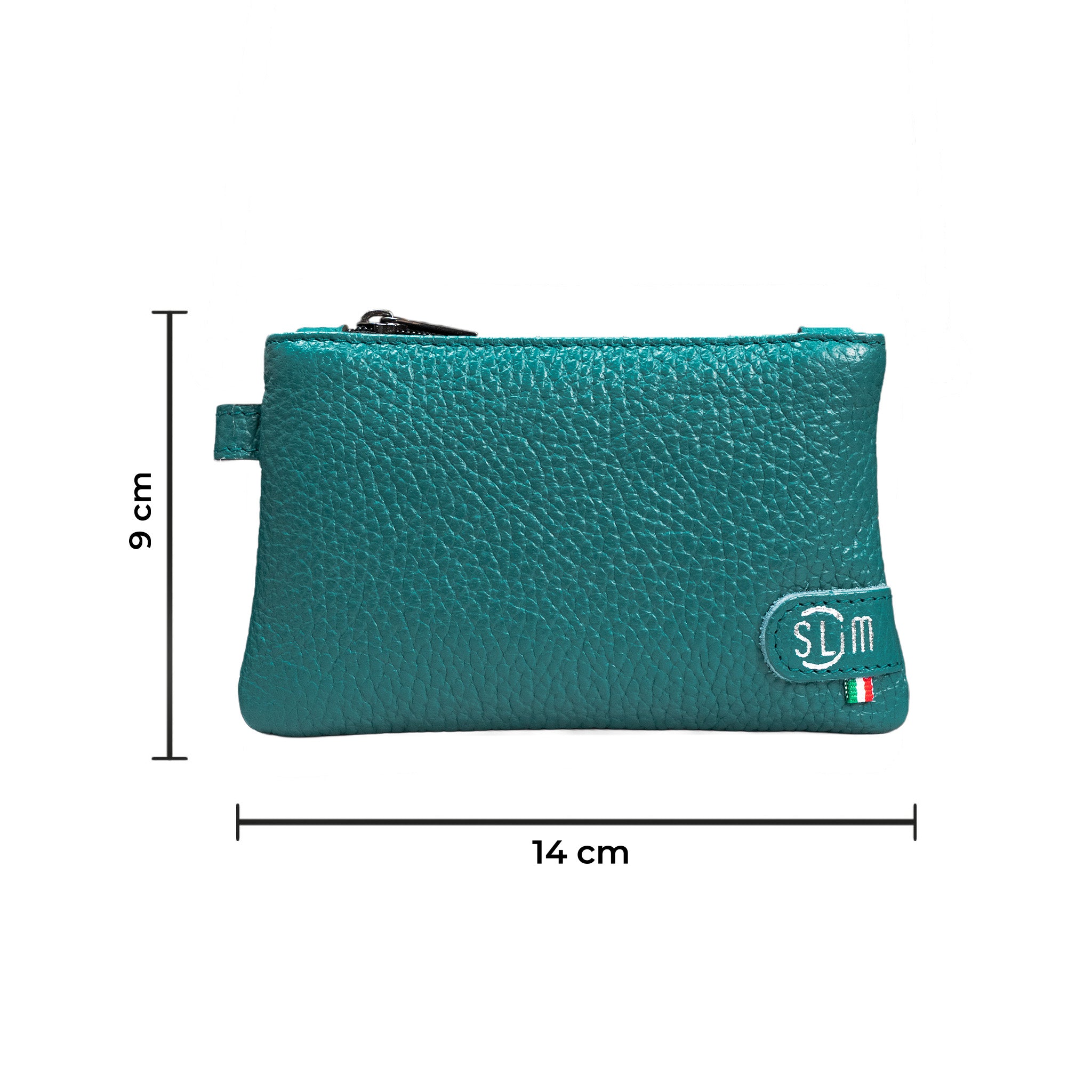Mini Pochette Vera Pelle Bottalato Petrolio