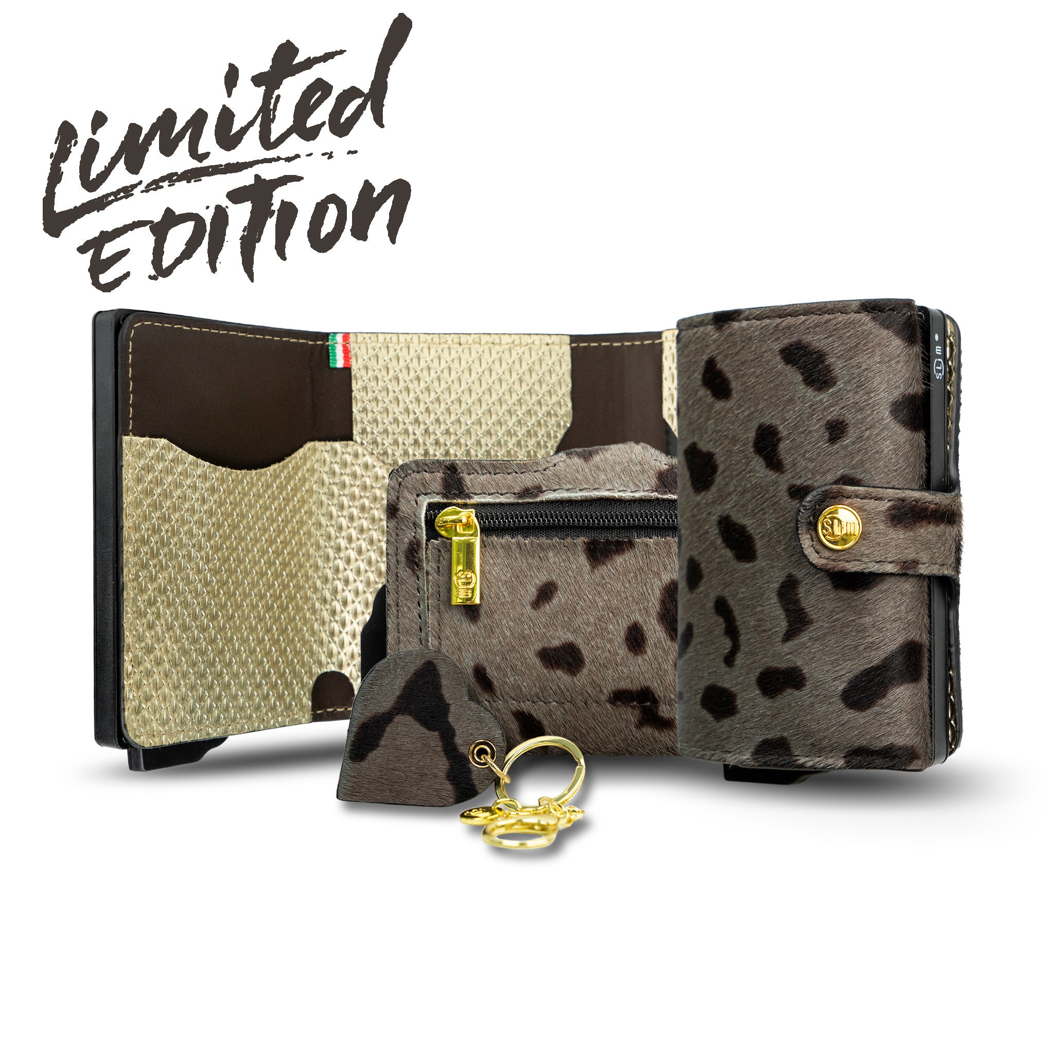 SLim®️ Vera Pelle Animalier Cavallino Grigio e Oro