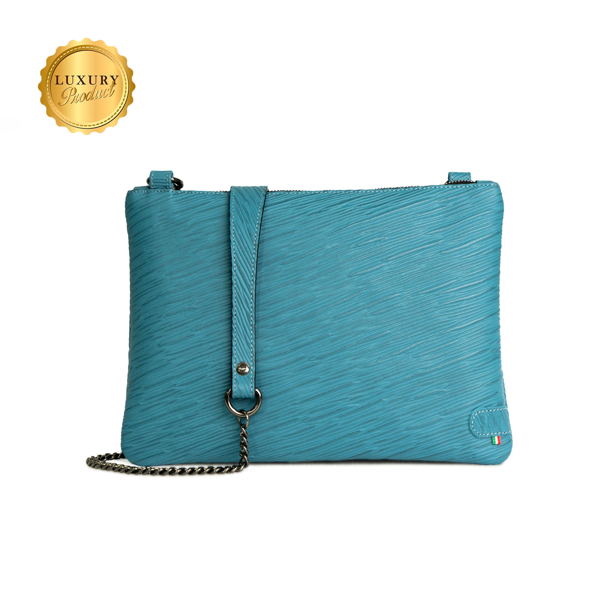 Pochette con Tracolla Vera Pelle Epi Petrolio