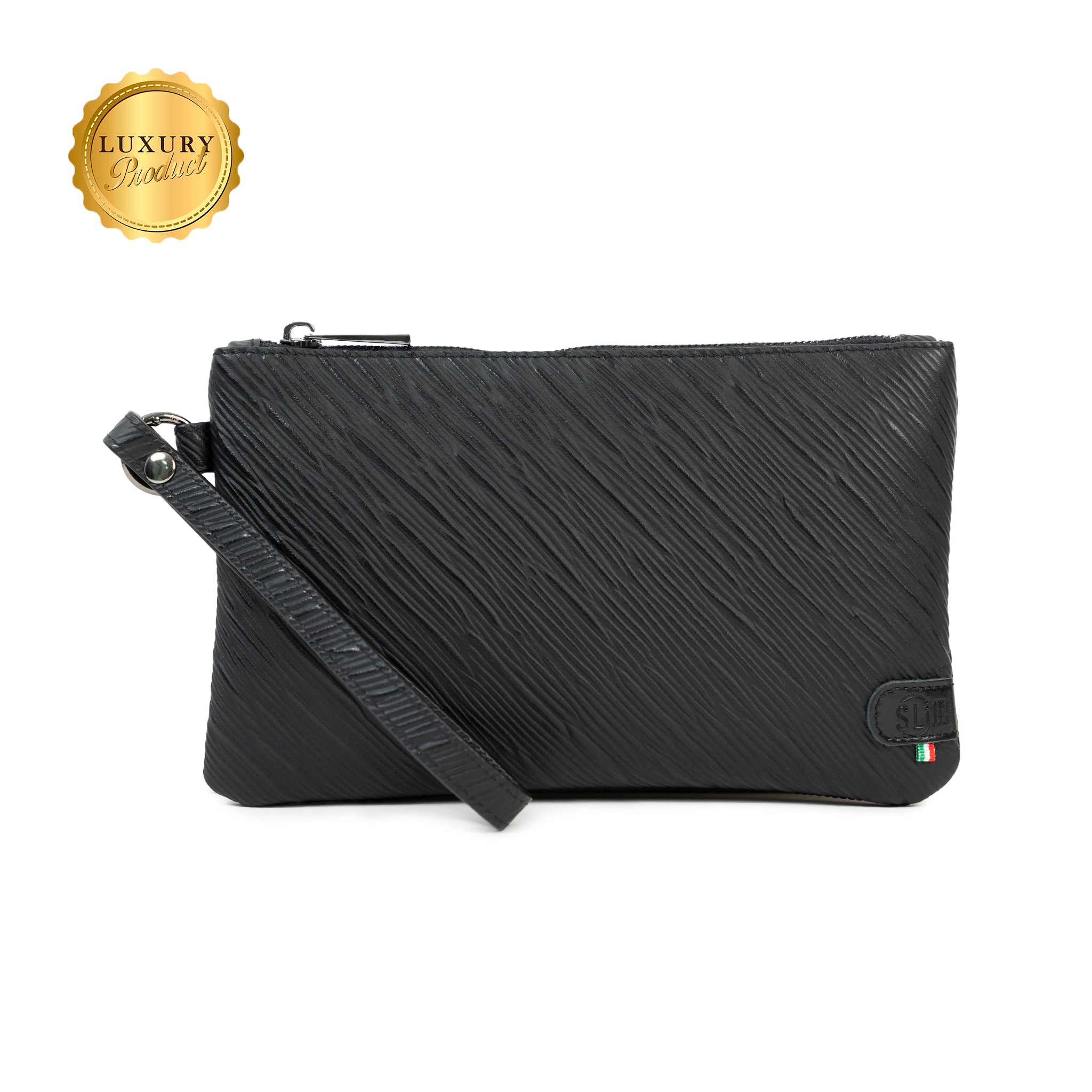 Pochette con Polsiera Vera Pelle Epi Nero
