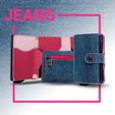 SLim®️ Jeans and Genuine Fuchsia Leather Card Holder with Zip Coin Pocket