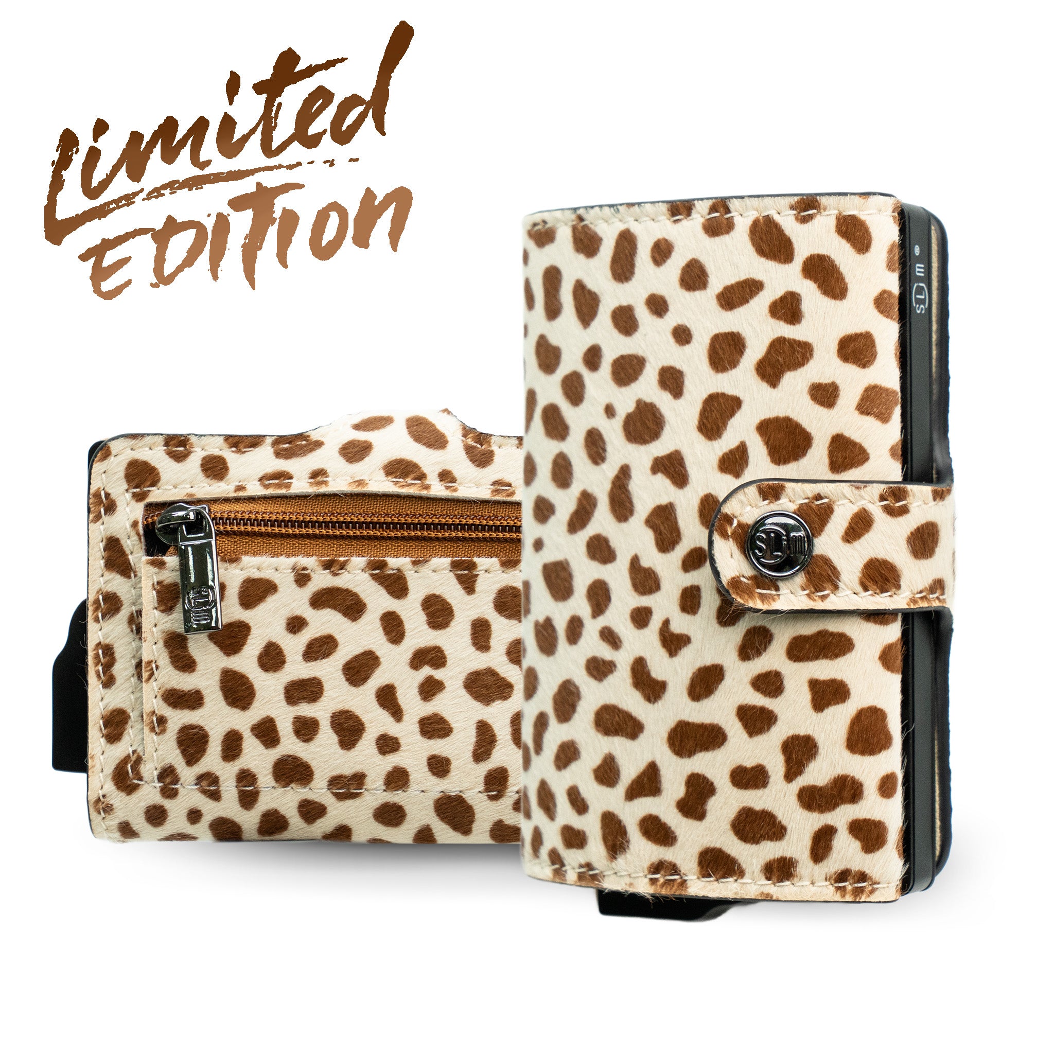 SLim®️ Genuine Animalier Leather Fuchsia/Black with zip coin purse and Animalier heart key ring