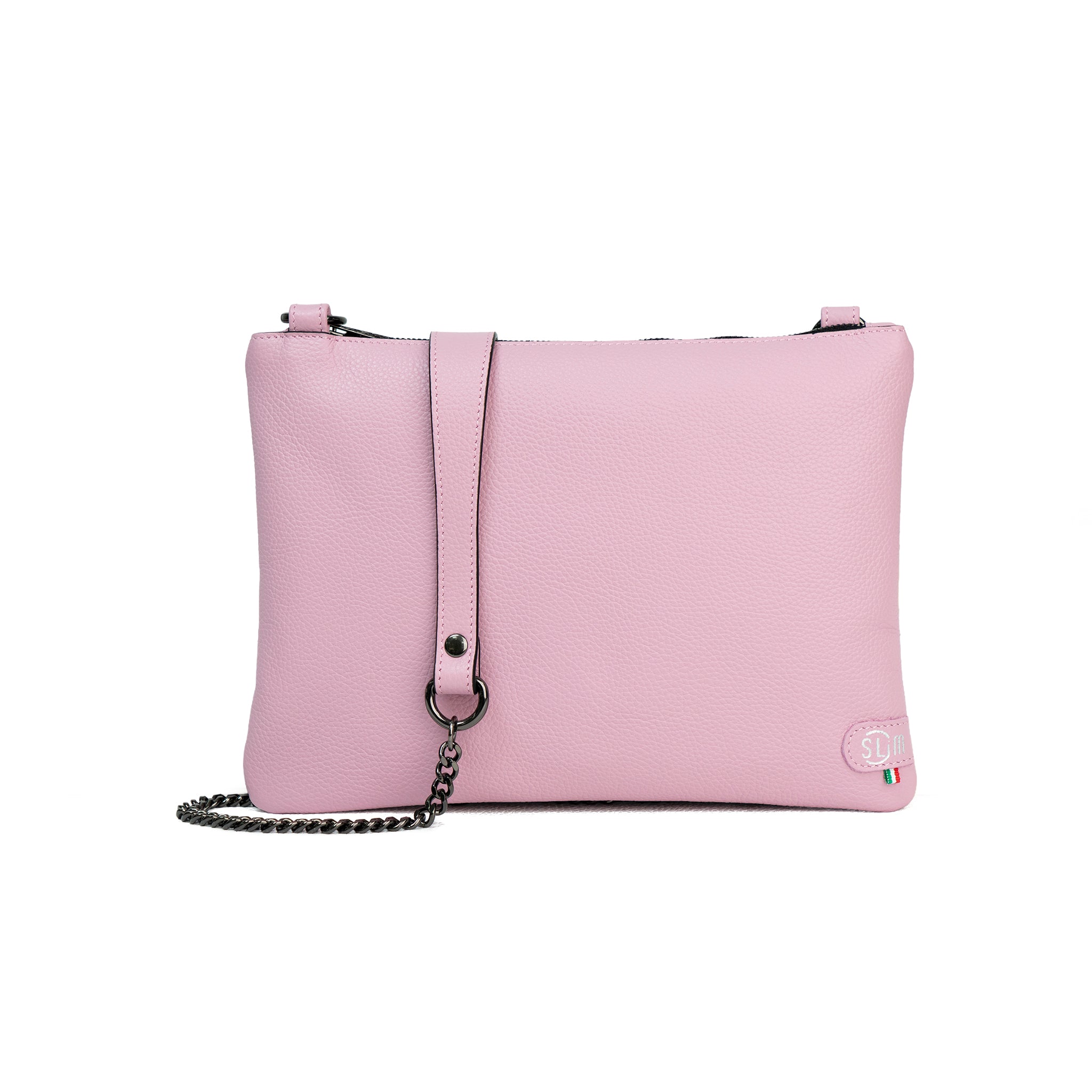 Pochette con Tracolla Vera Pelle Bottalato Rosa