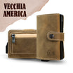 Porta Carte Vera Pelle Crazy Horse Cuoio con zip