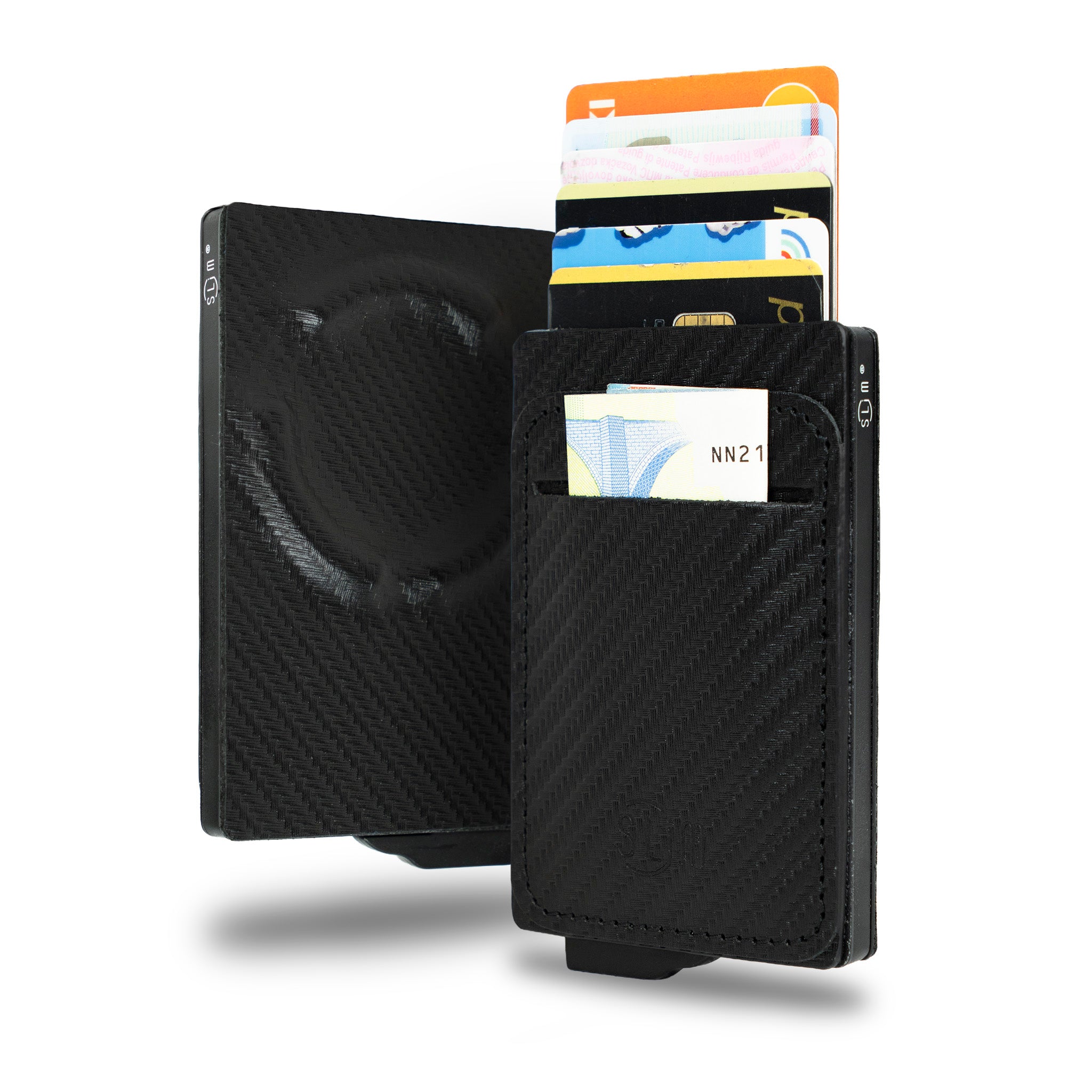 SLim®️ Portacarte Magnetic Carbon Nero