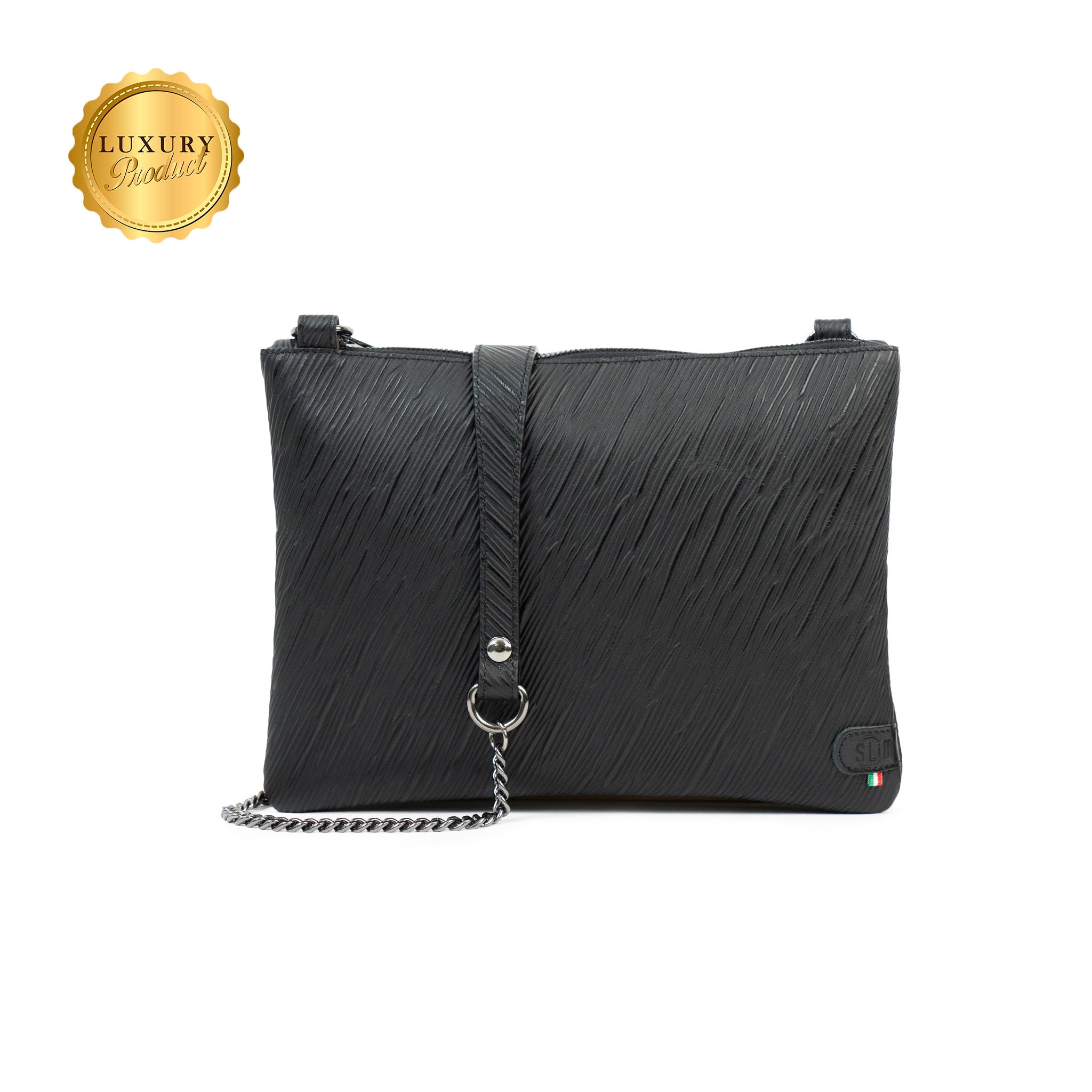 Pochette con Tracolla Vera Pelle Epi Nero