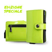 Porta Carte Vera Pelle Specchio Verde Mela con Zip