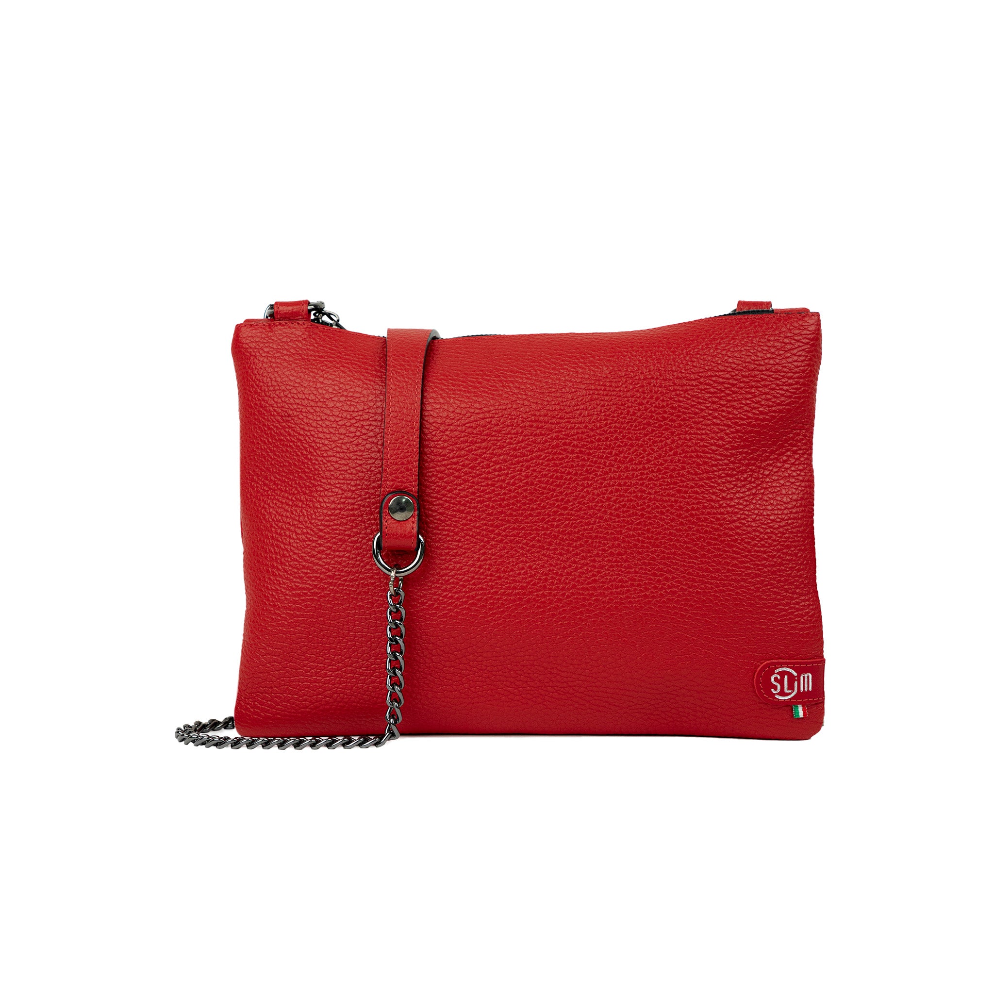 Pochette con Tracolla Vera Pelle Bottalato Rosso