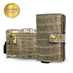 Portacarte Vera Pelle Cocco Metal Oro