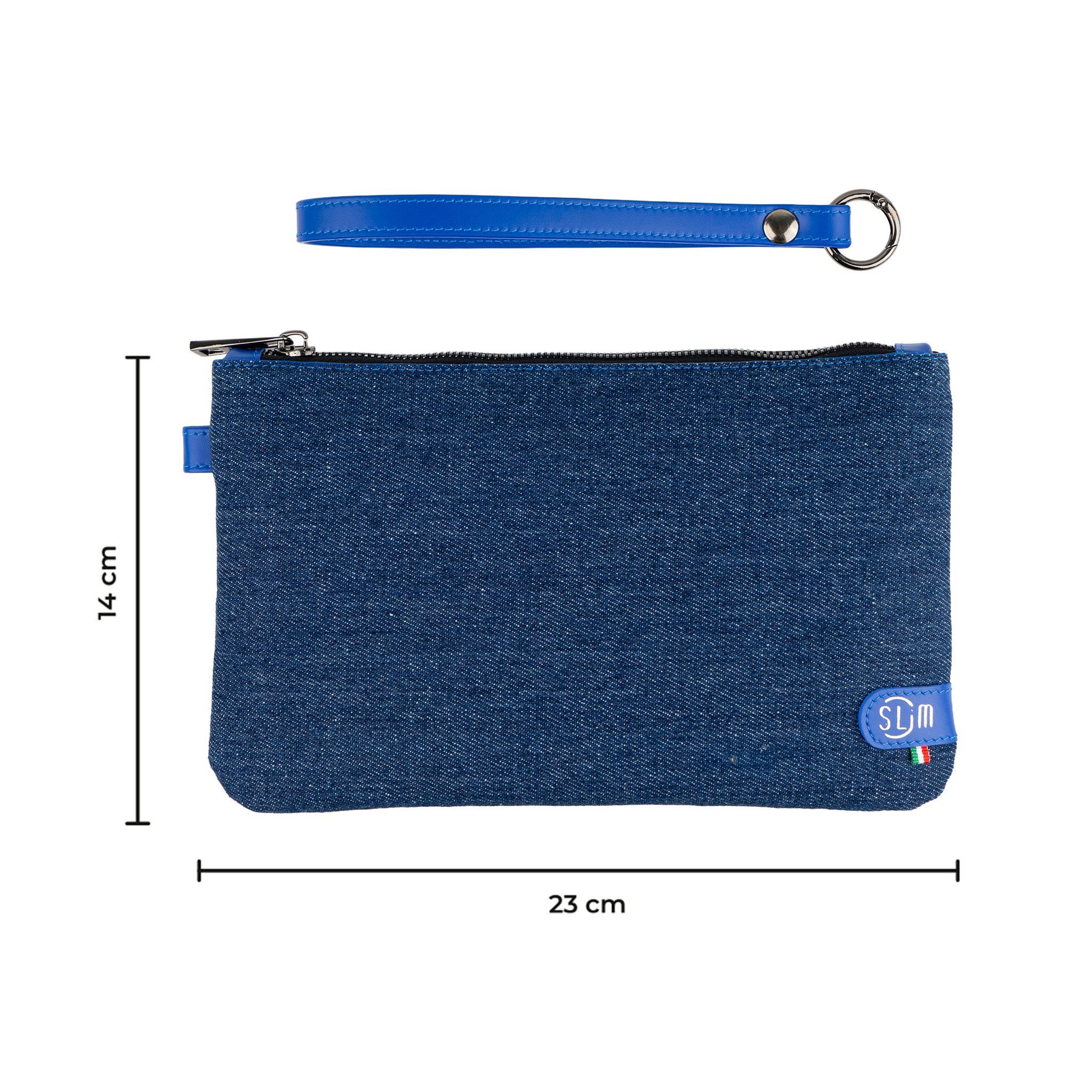 Pochette con Polsiera Vera Pelle Jeans/ Vera Pelle Blu Elettrico