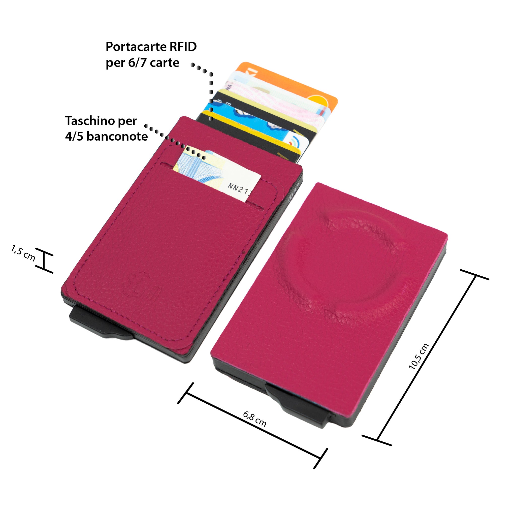 SLim®️ Portacarte Magnetic Bottalato Fucsia