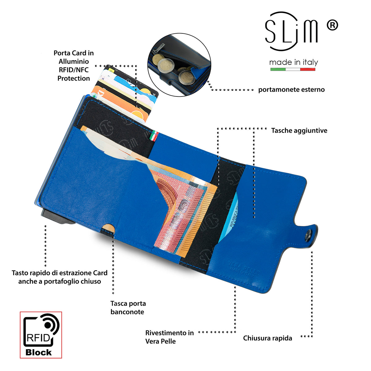 WASAMA Porta carte in pelle adesiva con 3 scomparti per carte | Protezione RFID | Il pratico, Arancio Tinta Corallo, Standard, Moderno