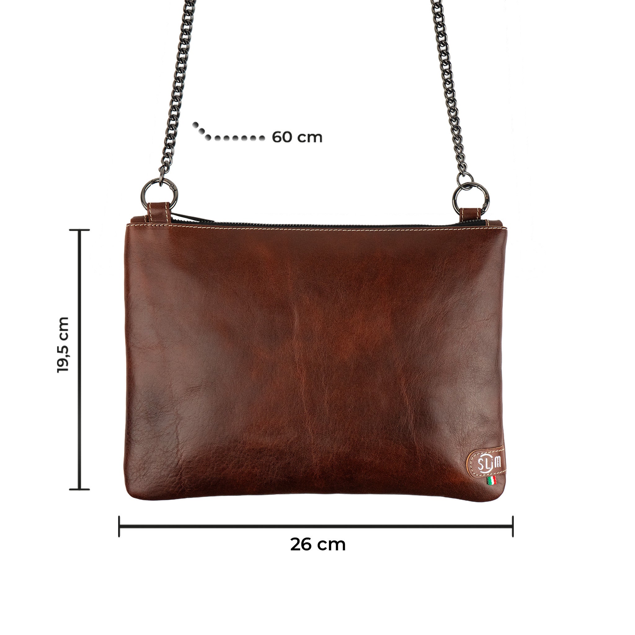 Pochette con Tracolla Vera Pelle Vegetale Marrone