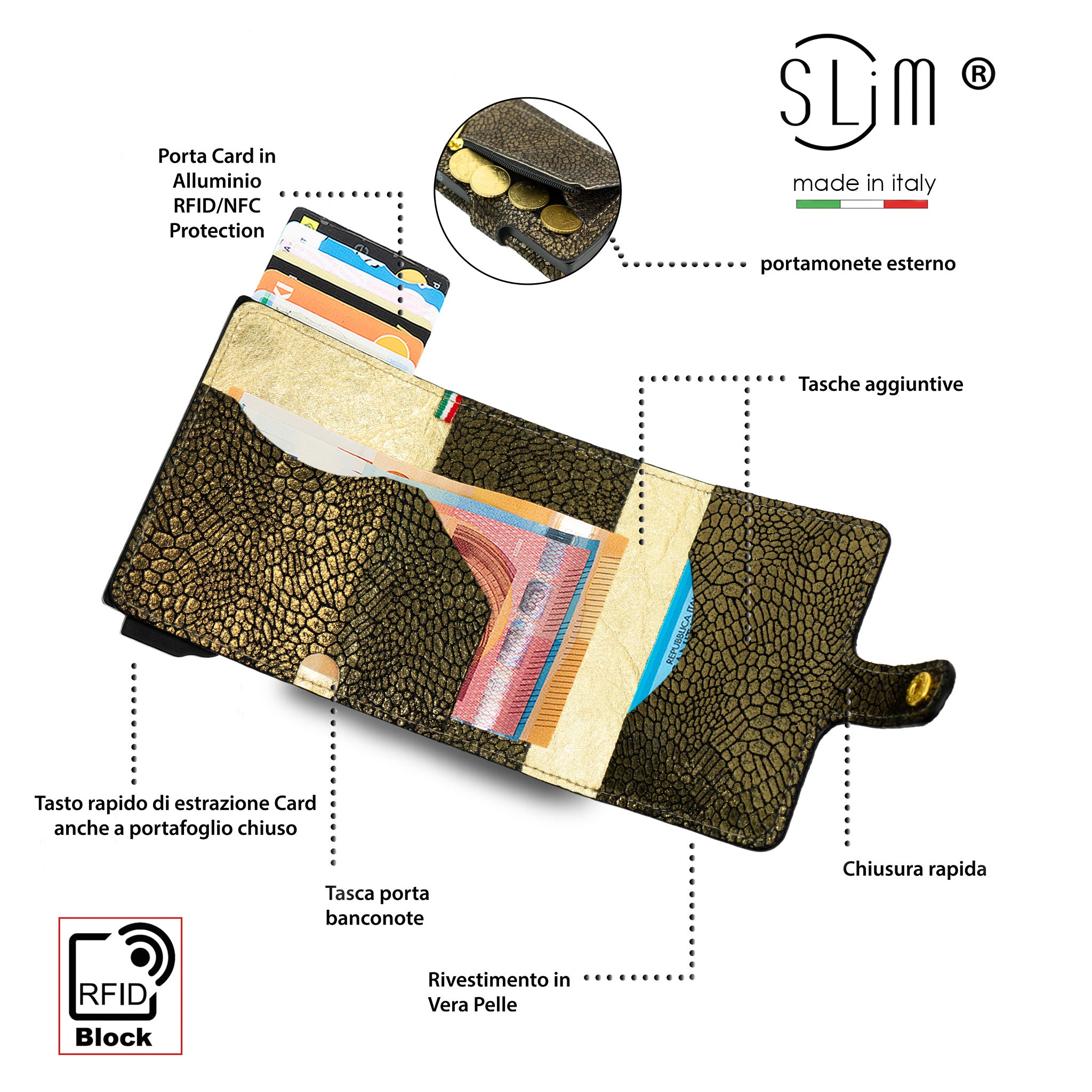 SLim®️ Vera Pelle Animalier Sablè Dorato