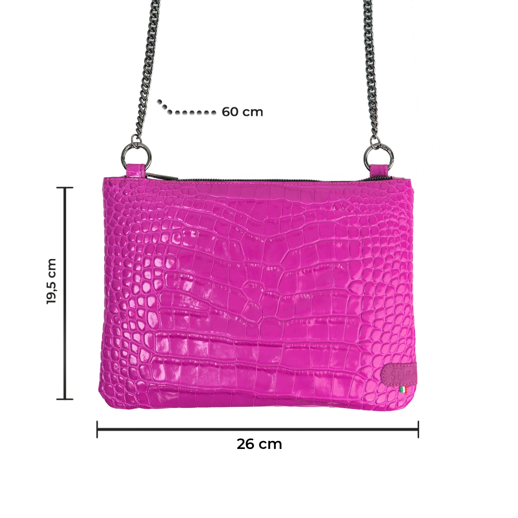 Pochette con Tracolla Vera Pelle Cocco Fucsia