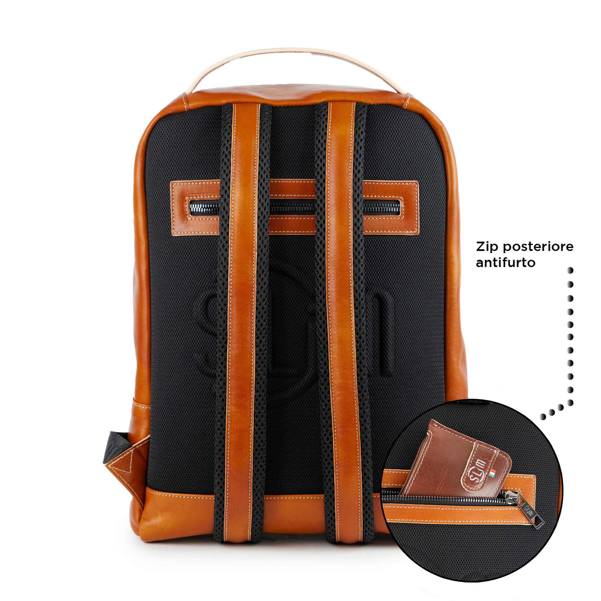 Zaino Medio Concia al vegetale Cognac