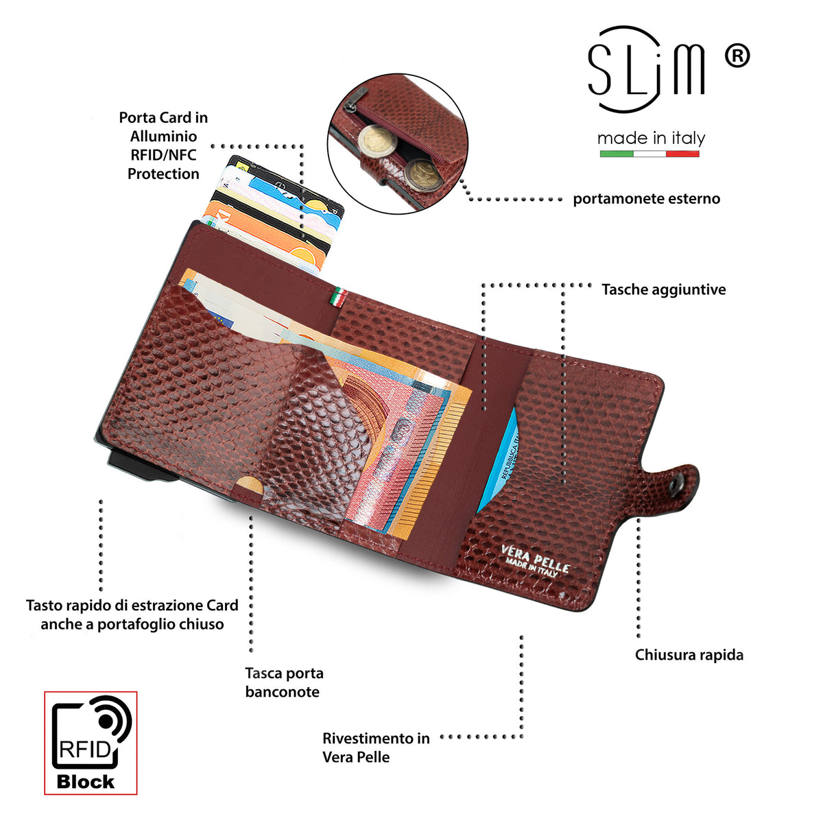 SLim®️ Vera Pelle di Serpente Rossa