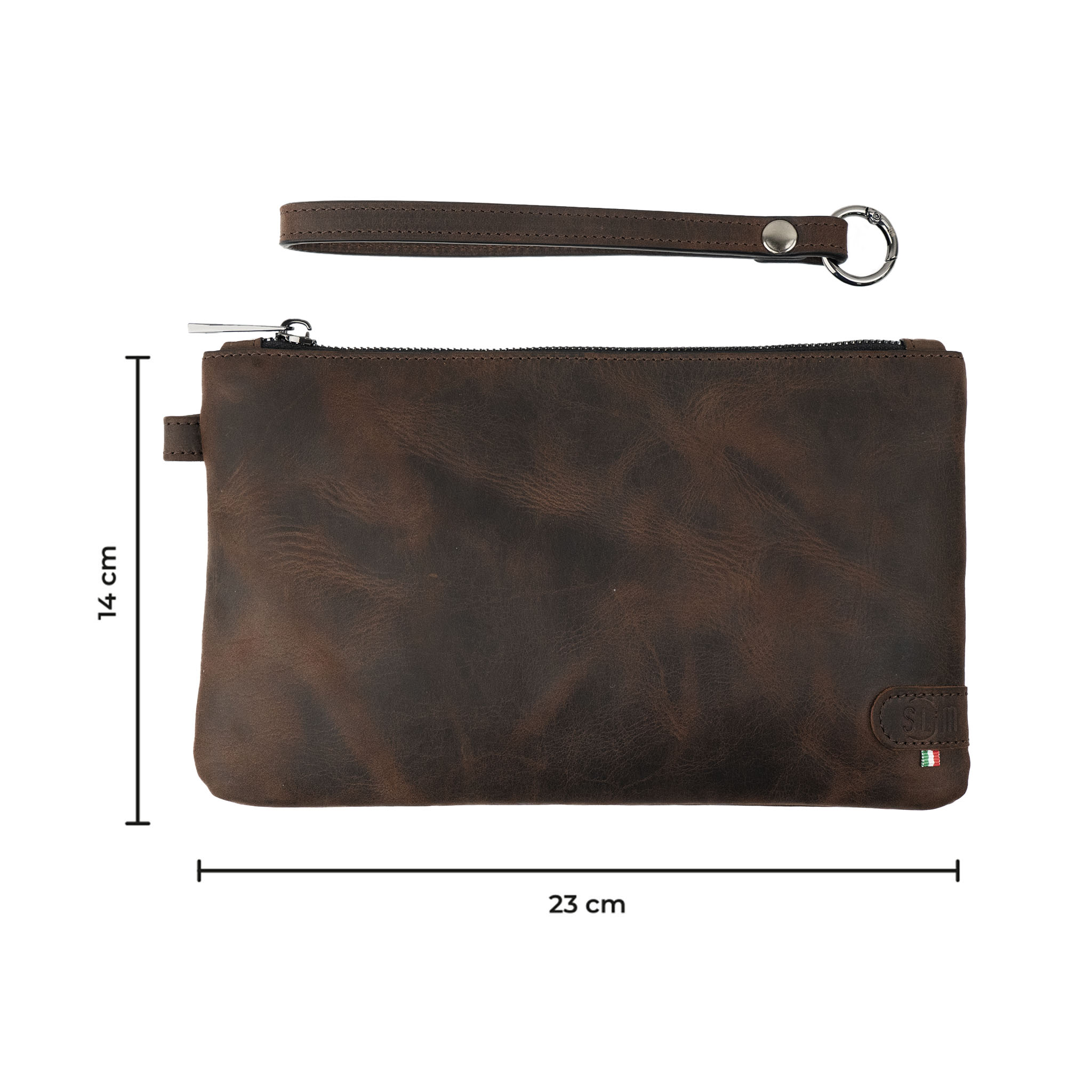 Pochette con Polsiera Vera Pelle Crazy Horse Dark Brown