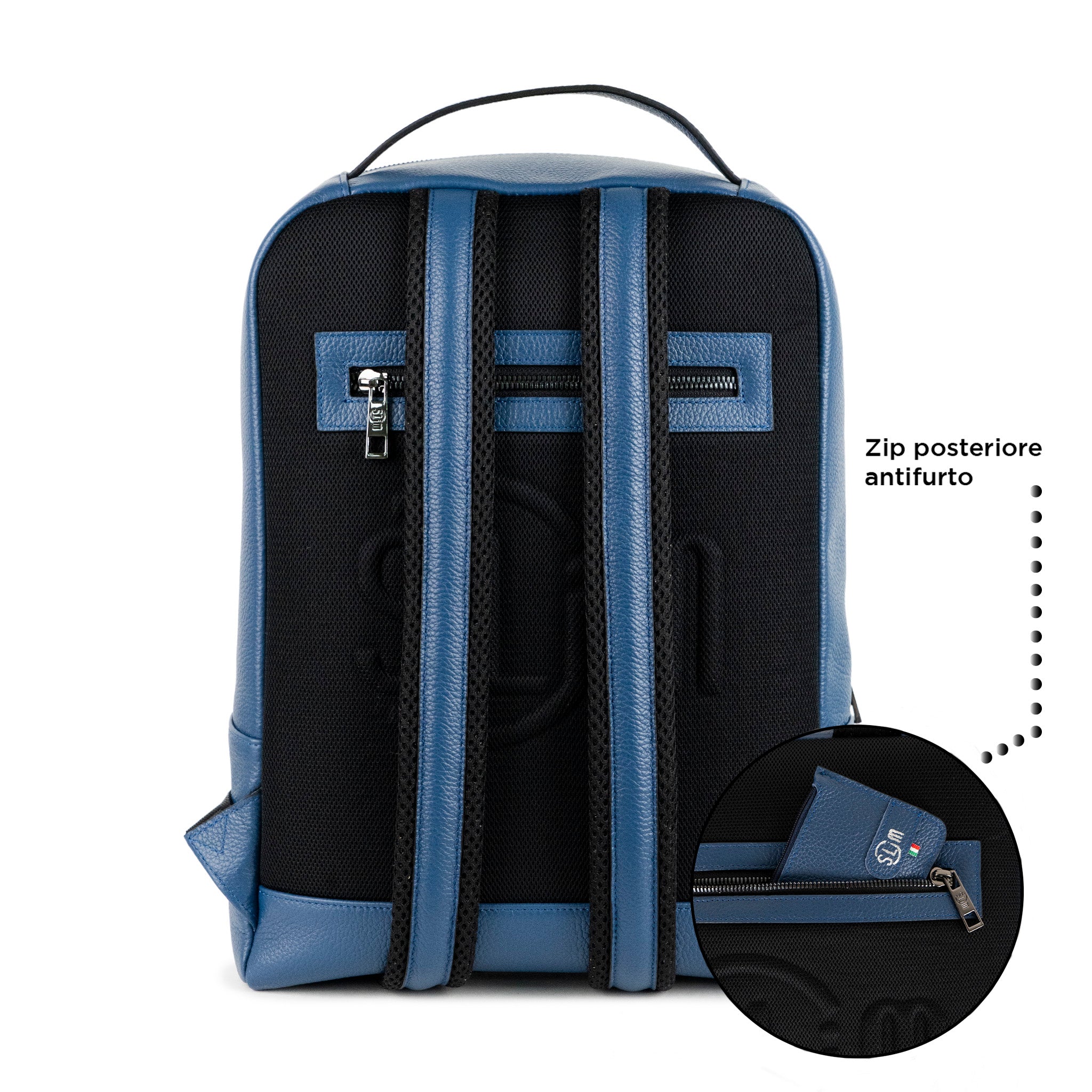 Zaino Medio Vera Pelle Bottalato Blu