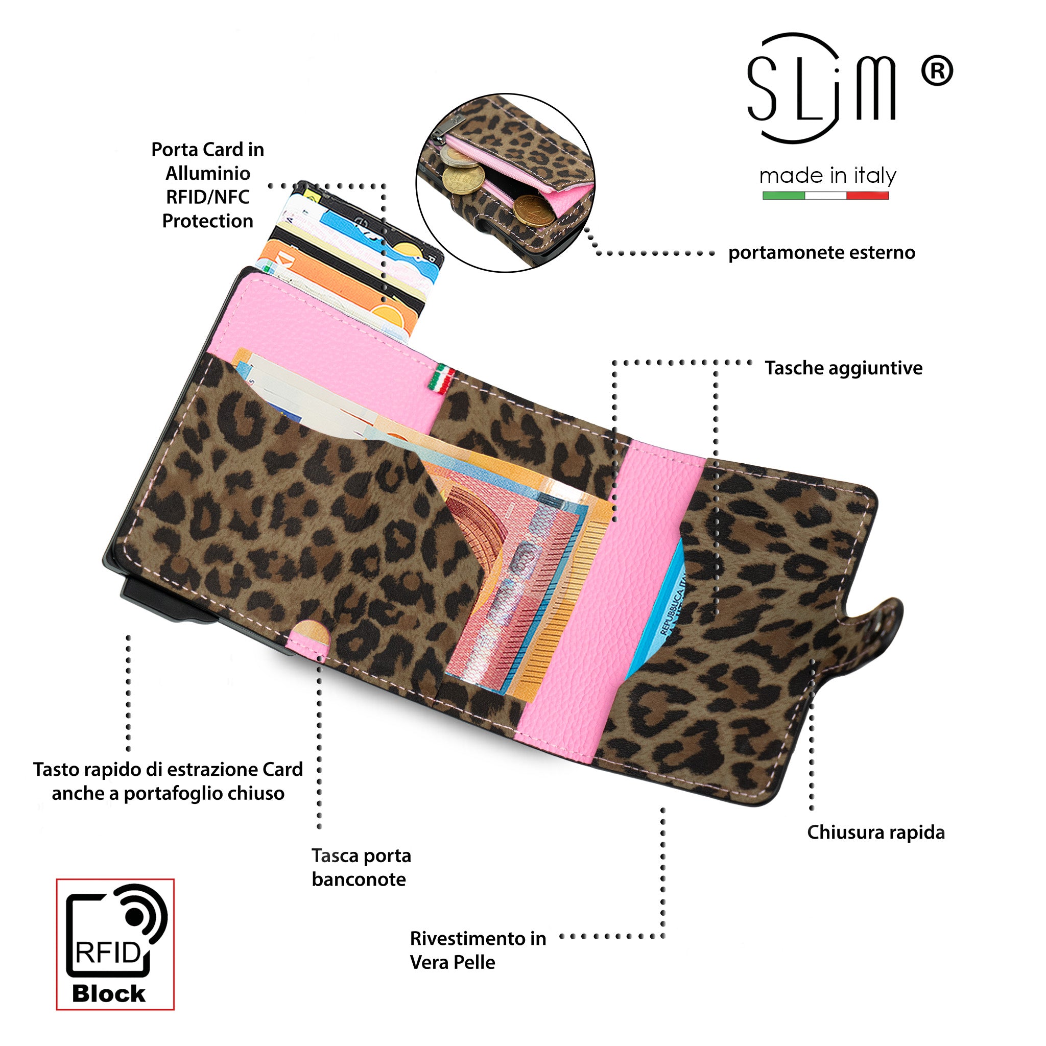 SLim®️ Vera Pelle Animalier Leopard Rosa
