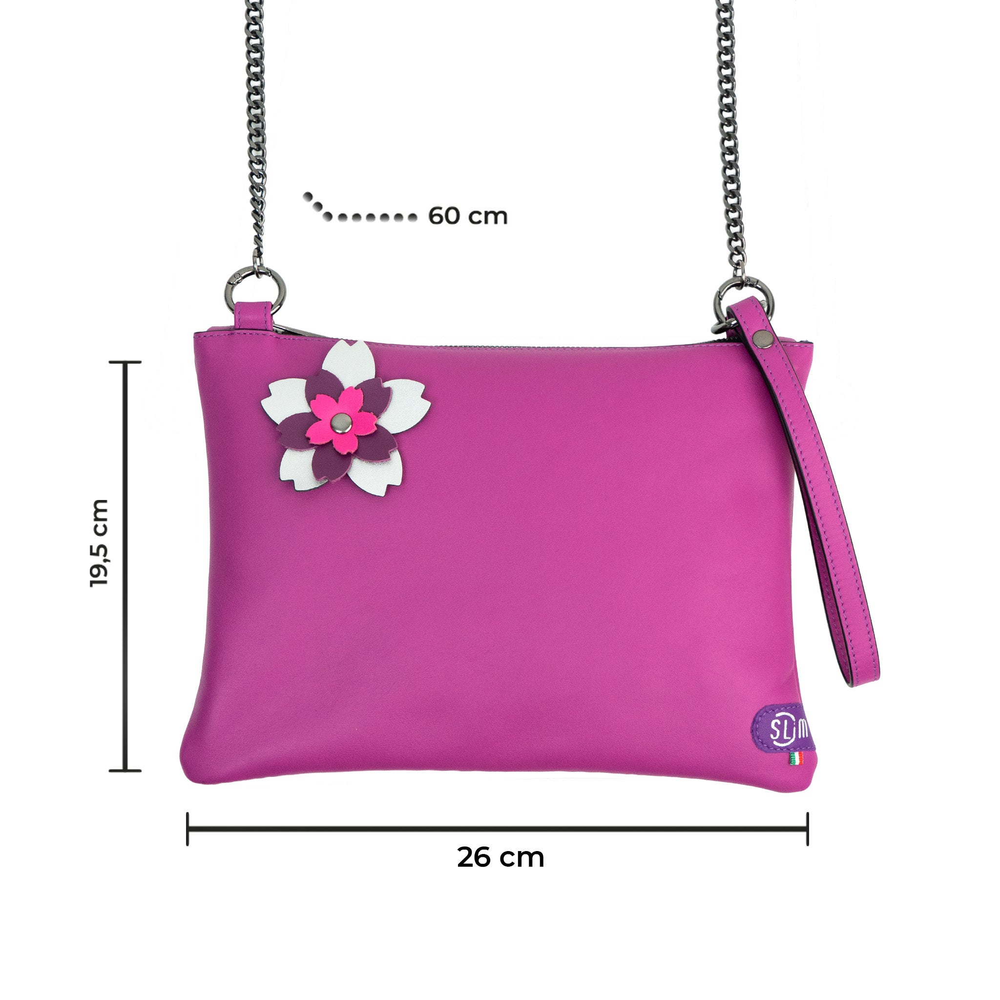 Clutch Bag with Wristband in Genuine Black Saffiano Leather