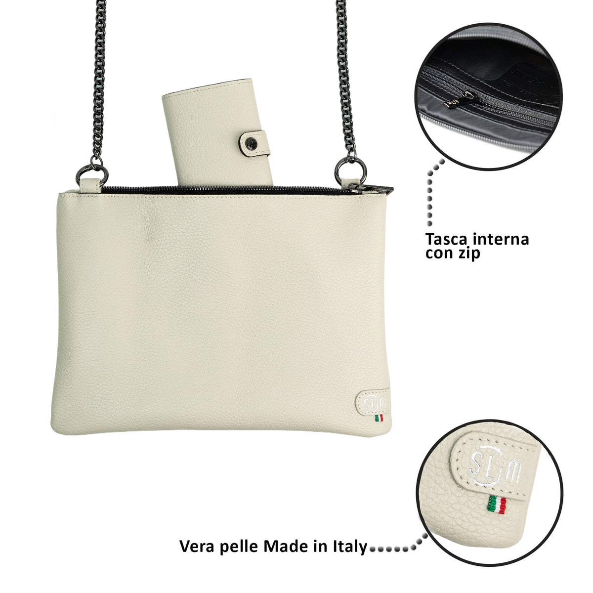 Pochette con Tracolla In Vera Pelle SLim®️