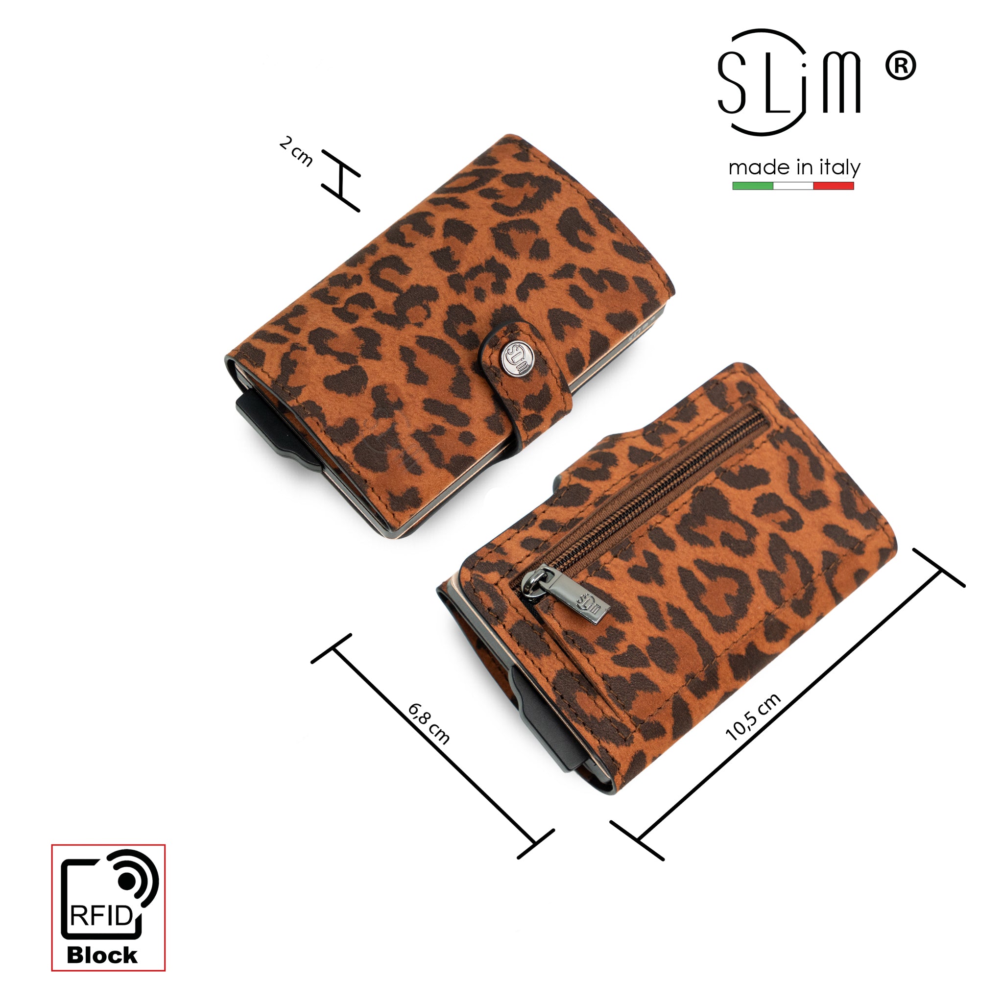 SLim®️ Genuine Animalier Leather Fuchsia/Black with zip coin purse and Animalier heart key ring