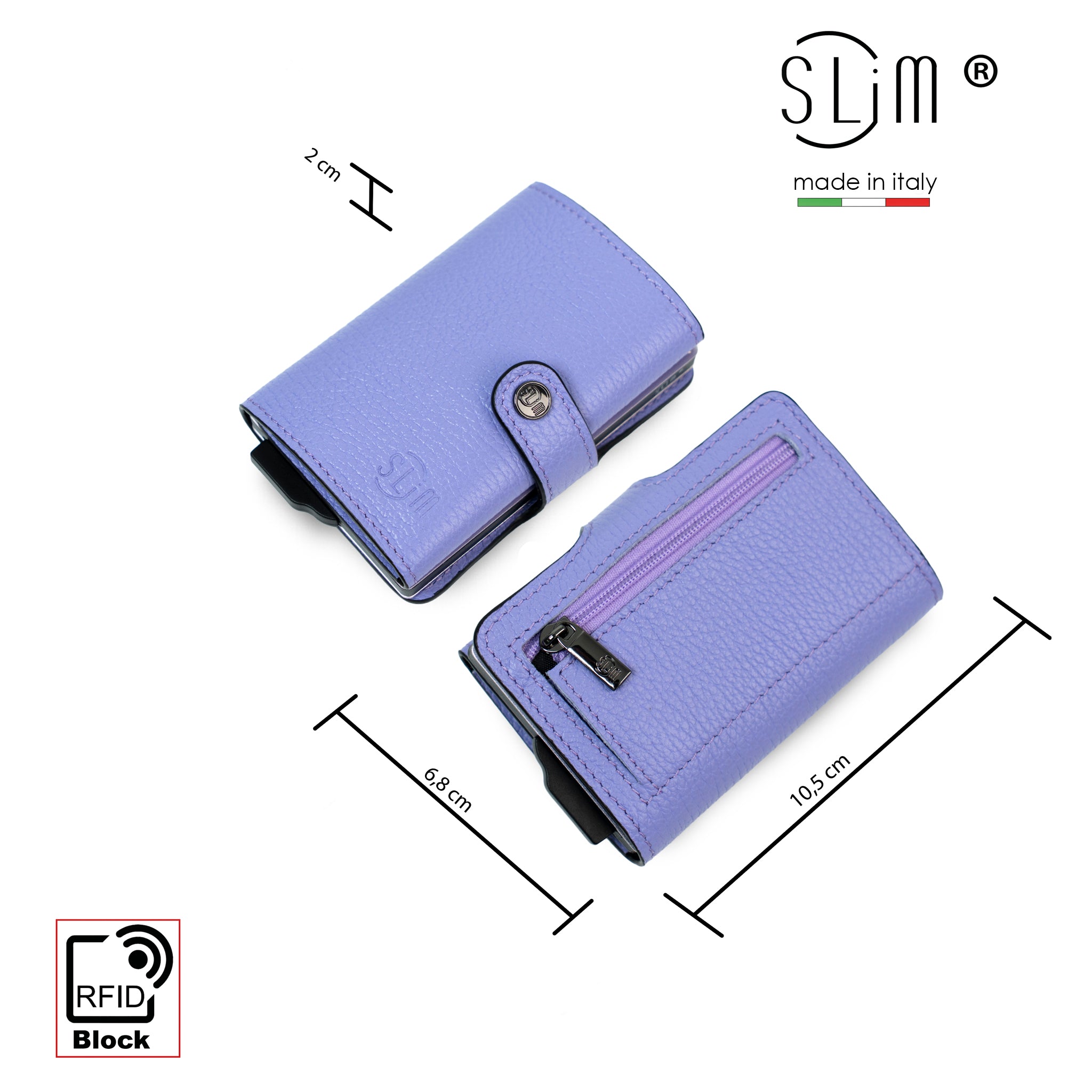 Porta Carte Vera Pelle Bottalato Lilla