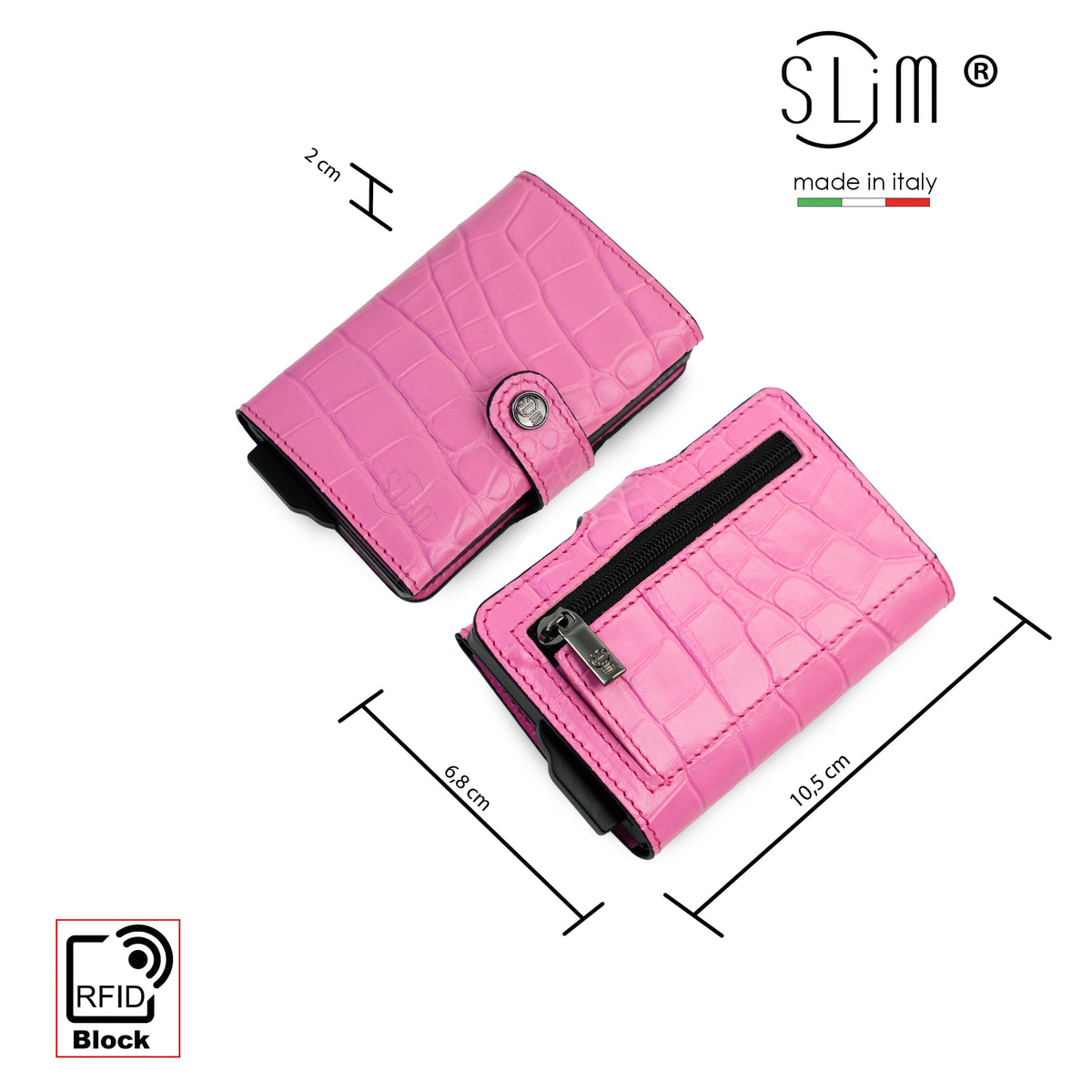 Portacarte Vera Pelle Cocco Rosa Matt
