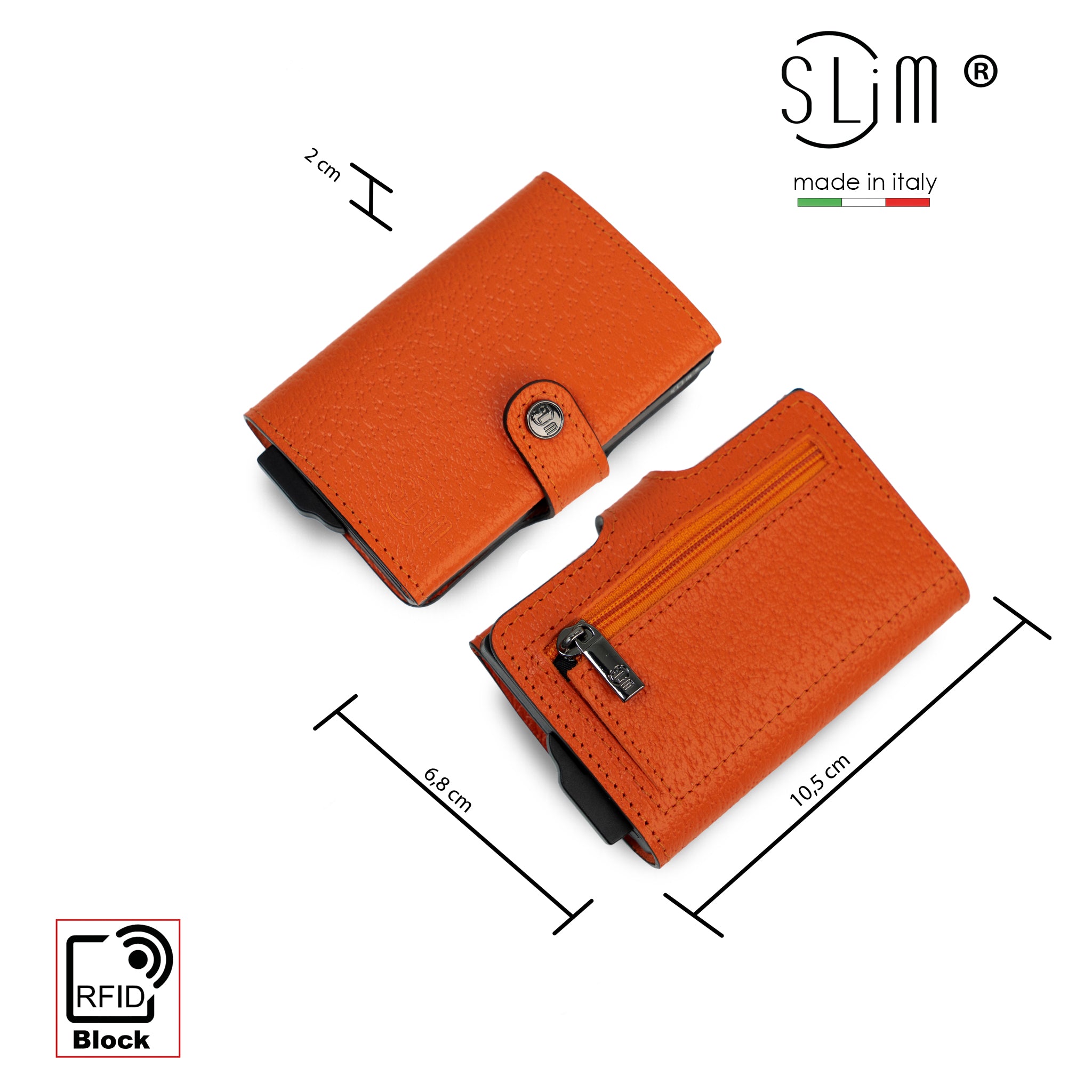 Porta Carte Vera Pelle Stampa Cinghialino Arancio