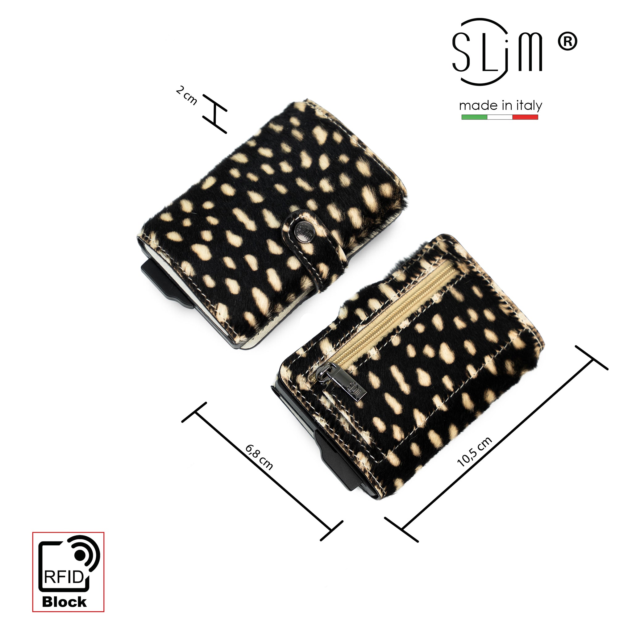 SLim®️ Genuine Animalier Leather Fuchsia/Black with zip coin purse and Animalier heart key ring