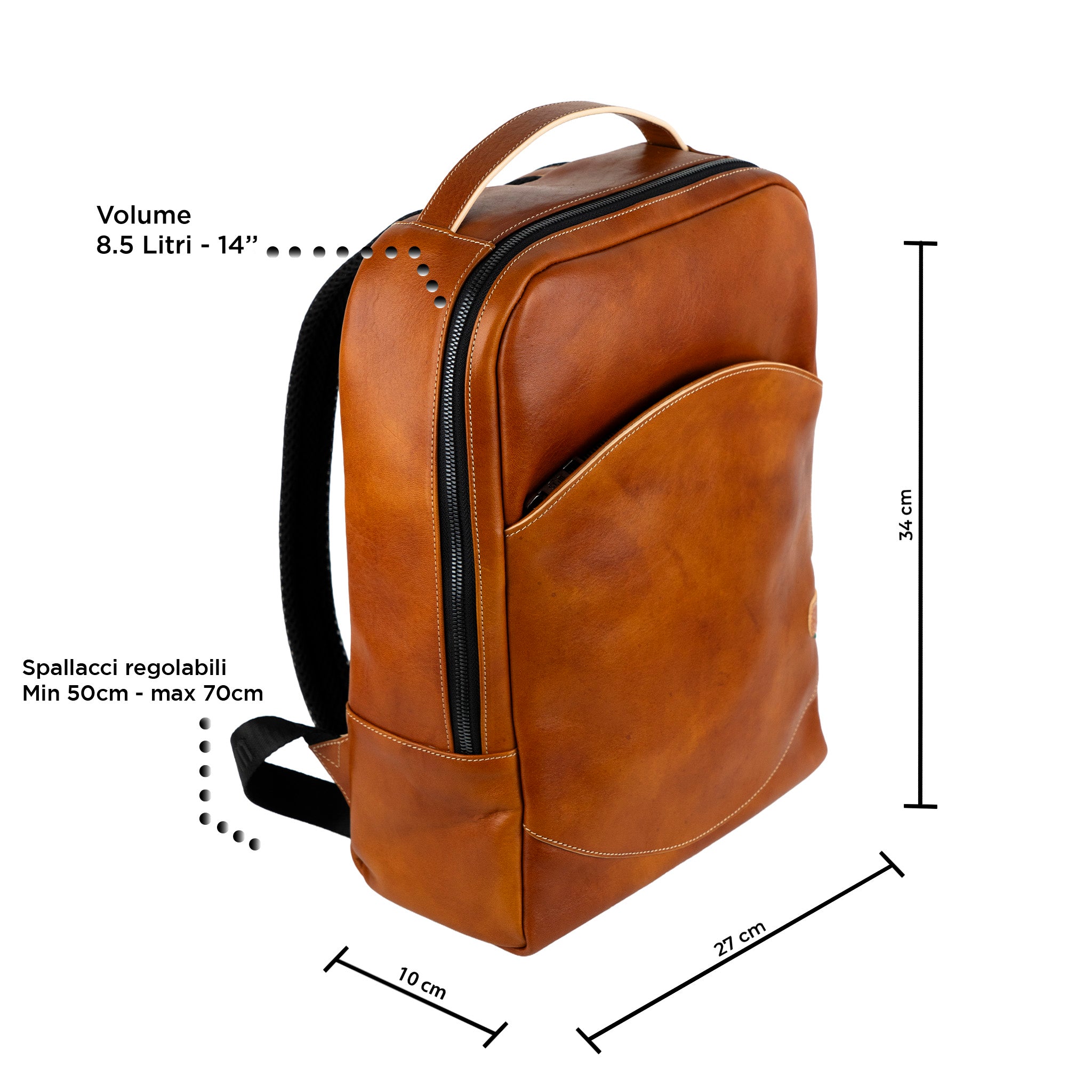 Zaino Medio Concia al vegetale Cognac