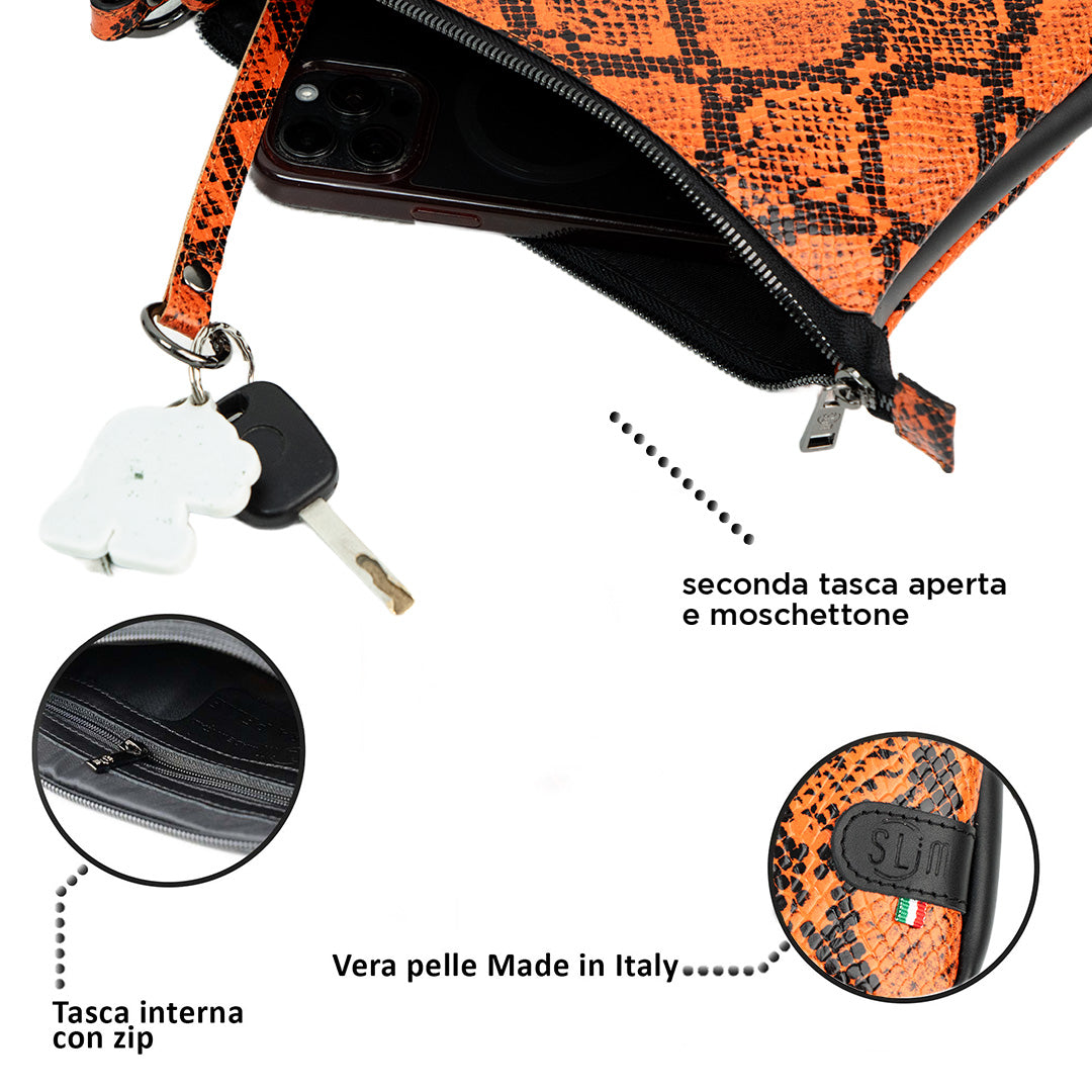 Pochette Max Rettile Arancio