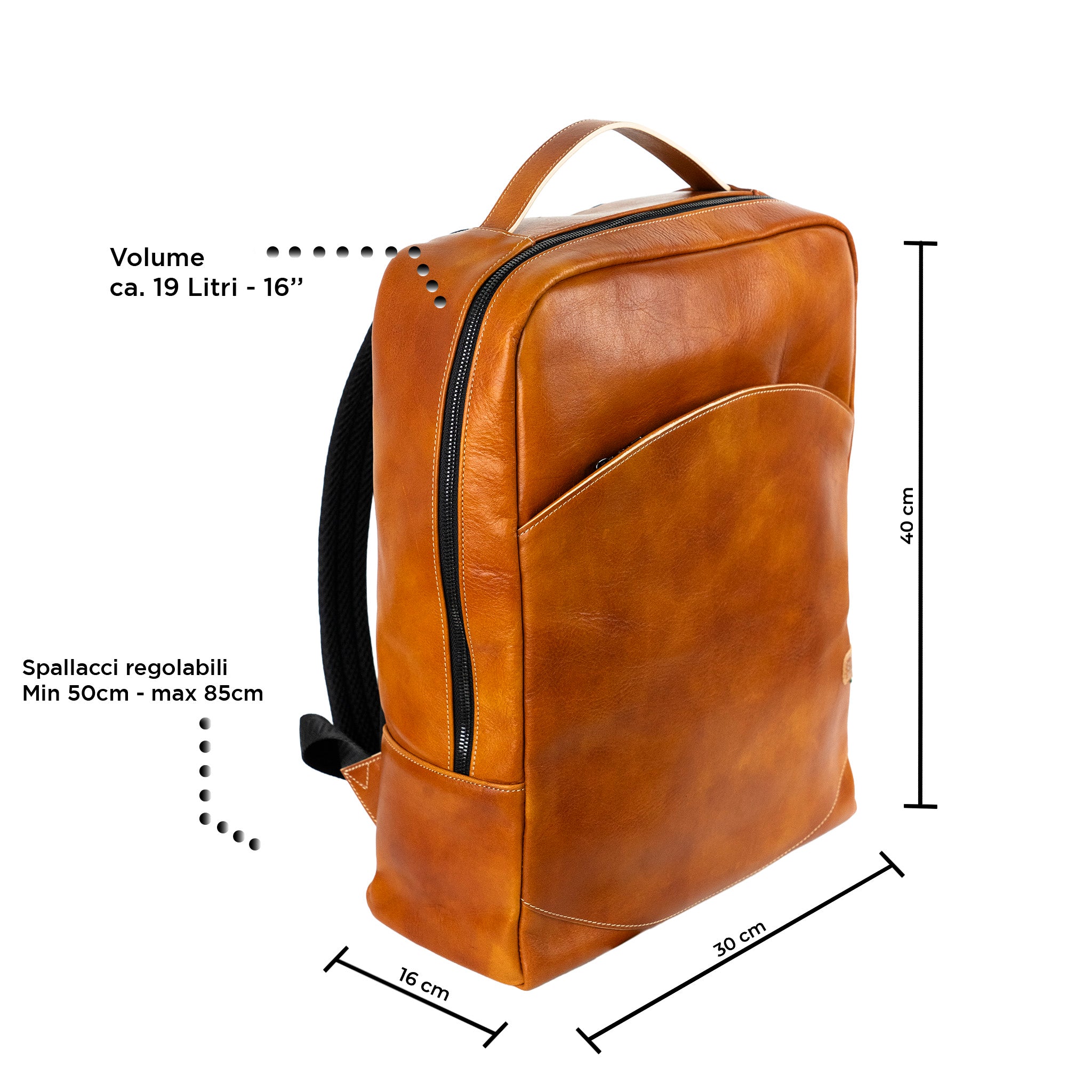 Zaino Grande Vera Pelle Vegetale Cognac