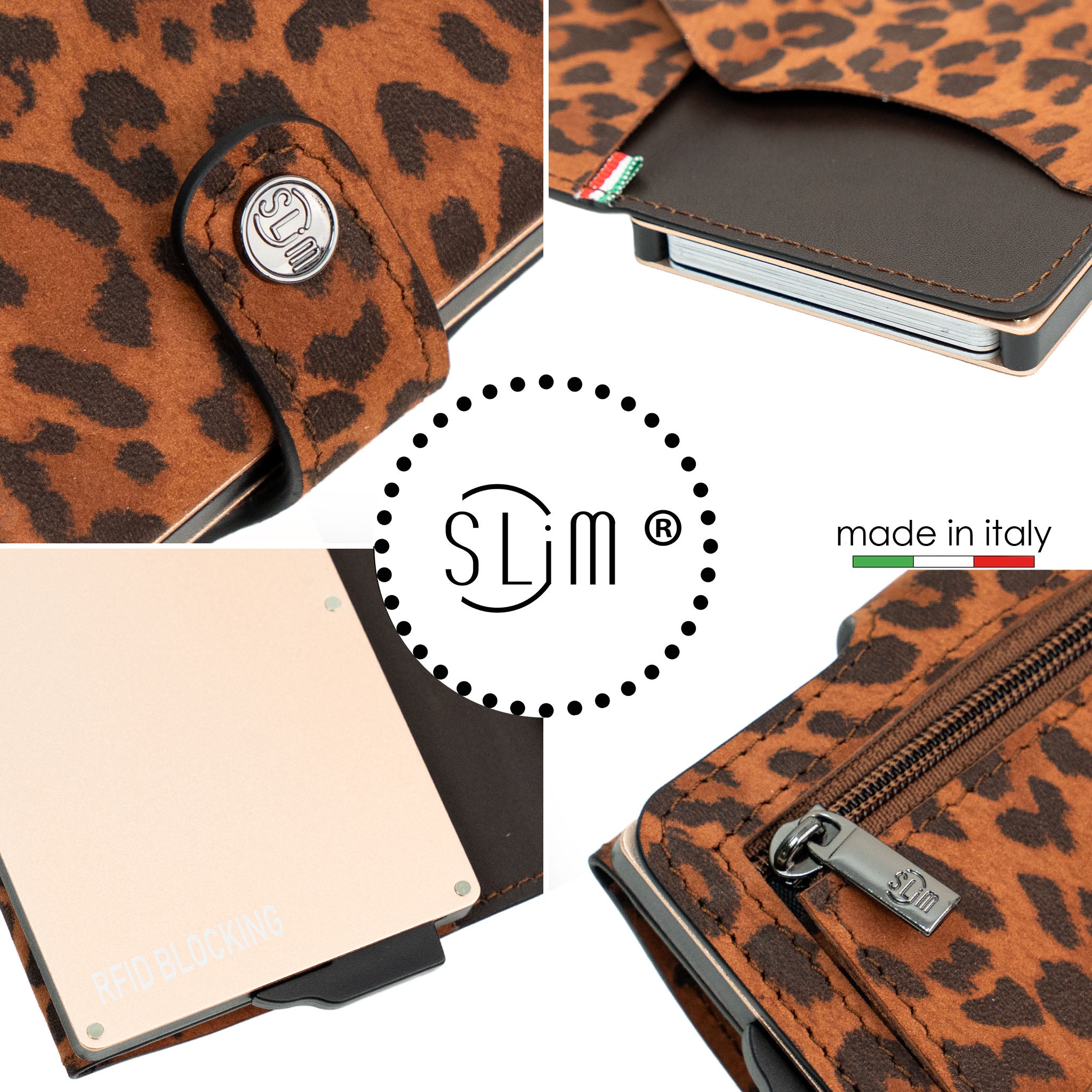 SLim®️ Genuine Animalier Leather Fuchsia/Black with zip coin purse and Animalier heart key ring