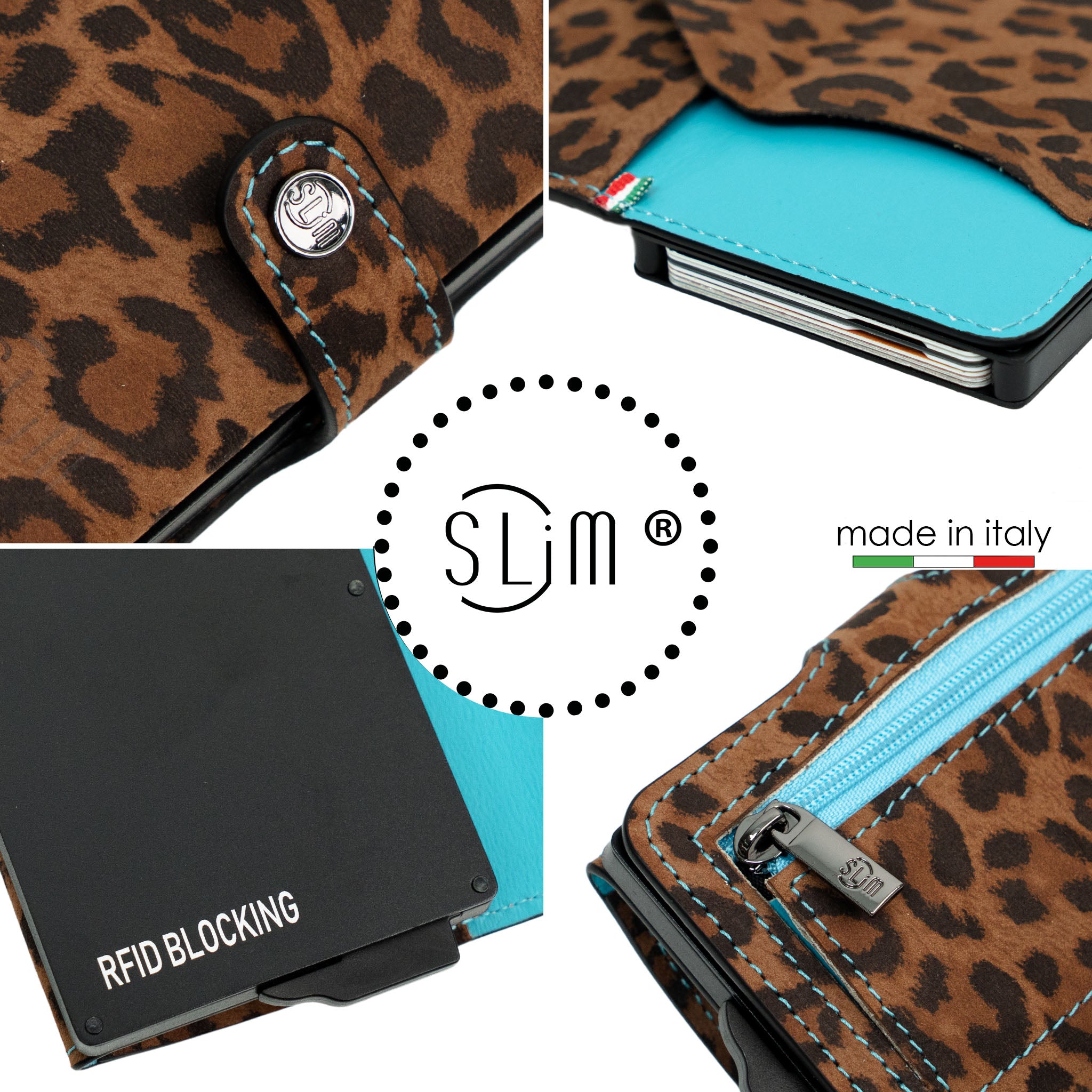 SLim®️ Vera Pelle Animalier Leopard Turchese