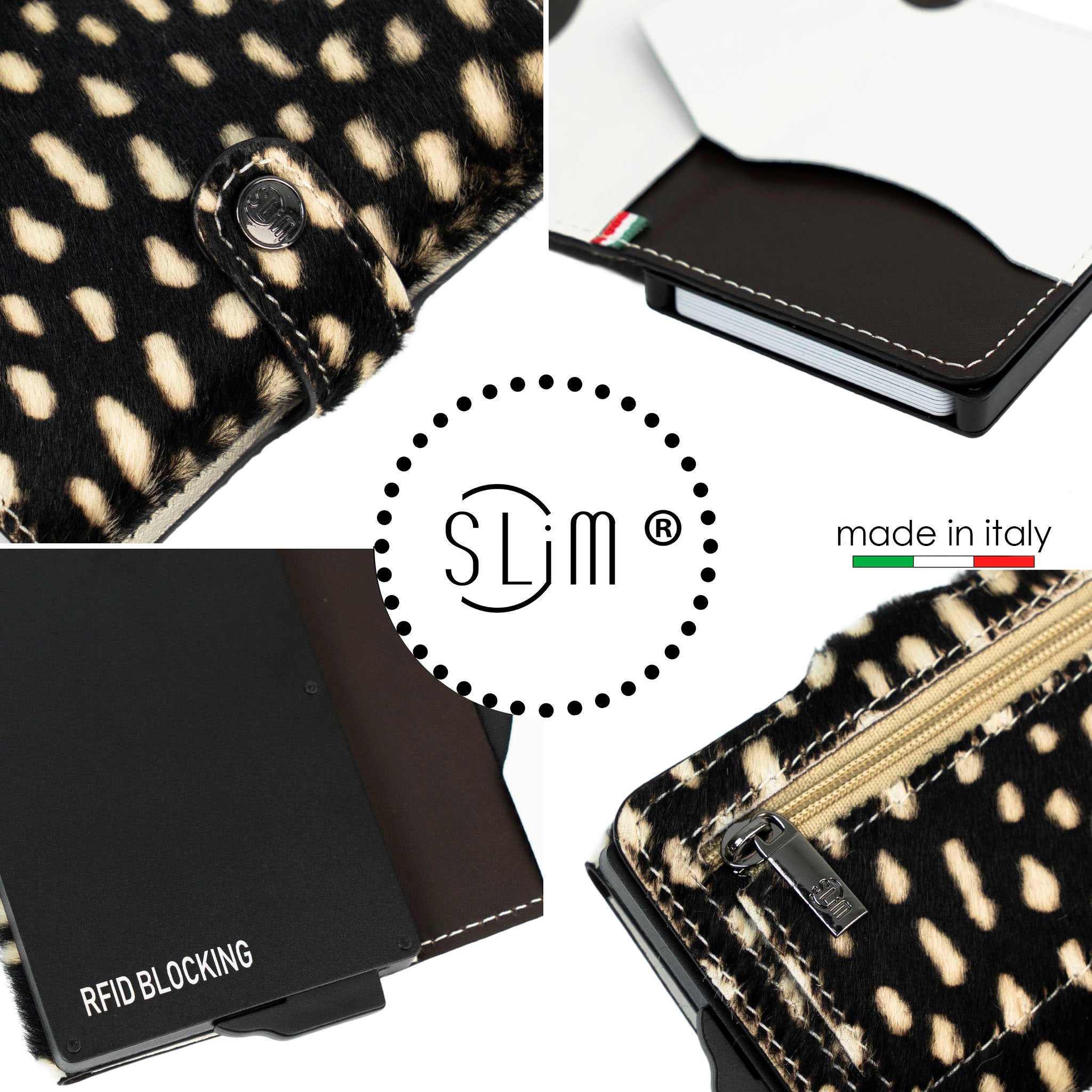 SLim®️ Genuine Animalier Leather Fuchsia/Black with zip coin purse and Animalier heart key ring