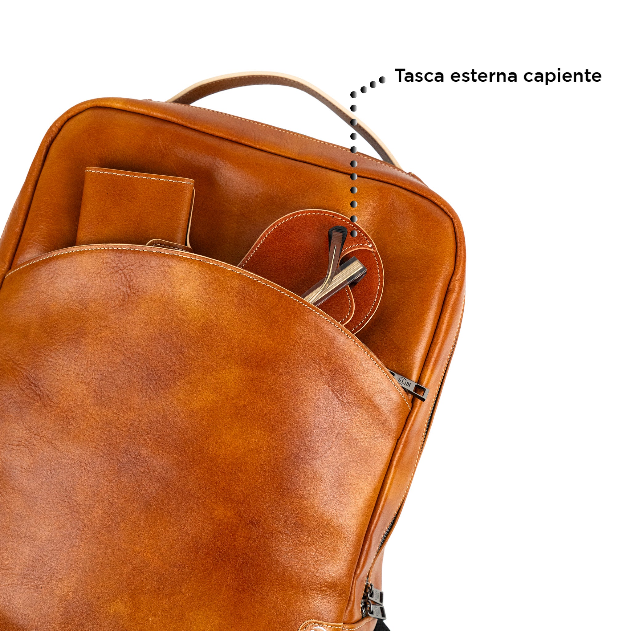 Zaino Grande Vera Pelle Vegetale Cognac