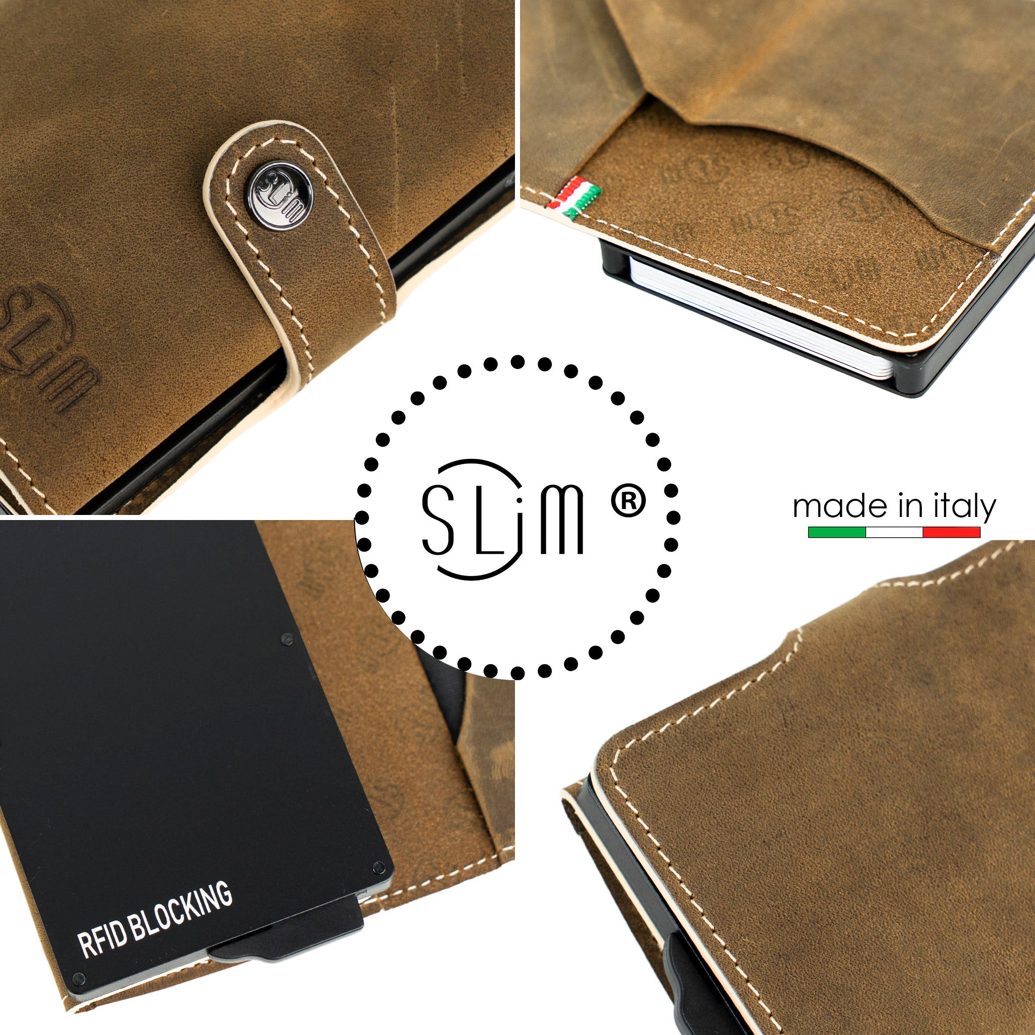 Porta Carte Vera Pelle Crazy Horse Cuoio Senza Zip