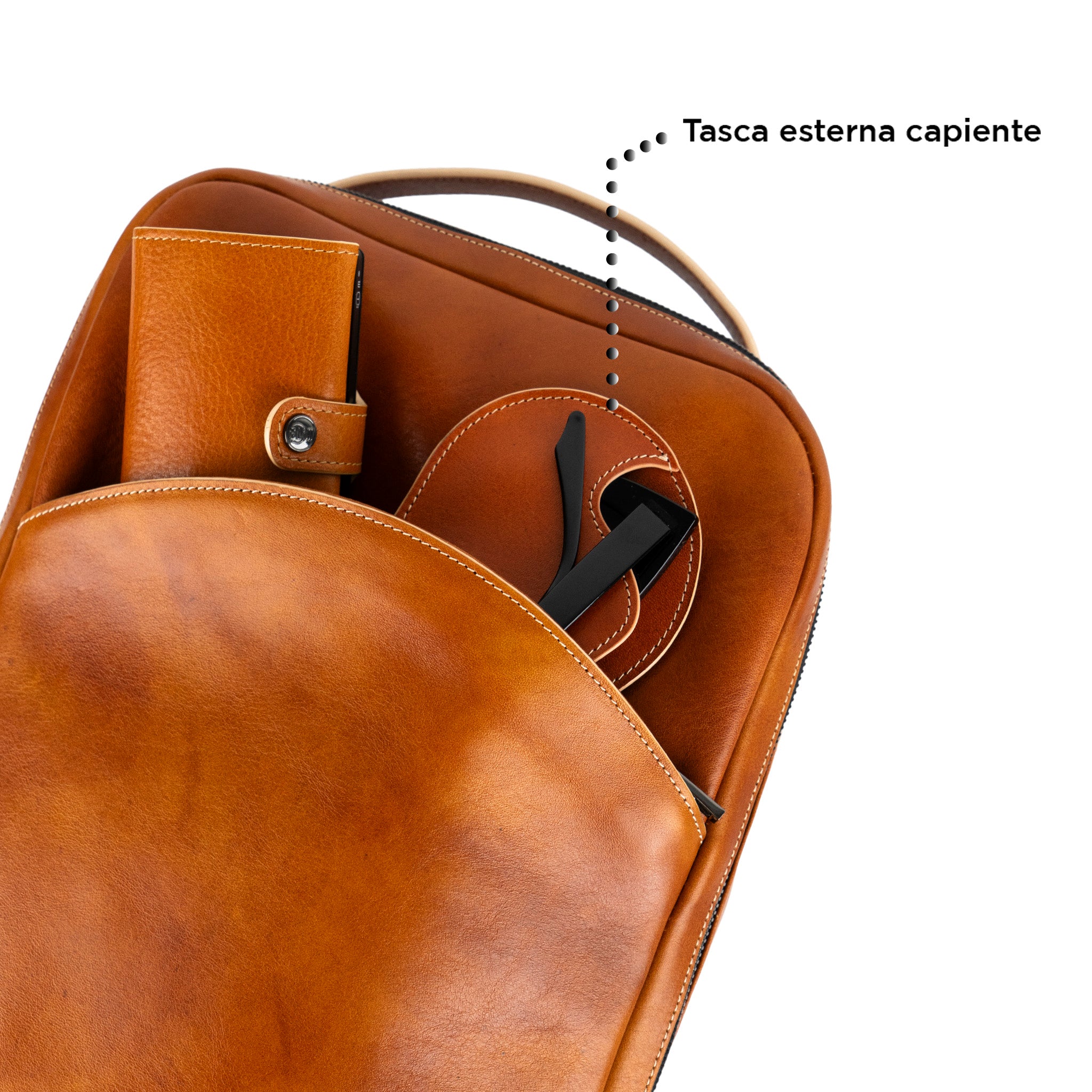 Zaino Medio Concia al vegetale Cognac