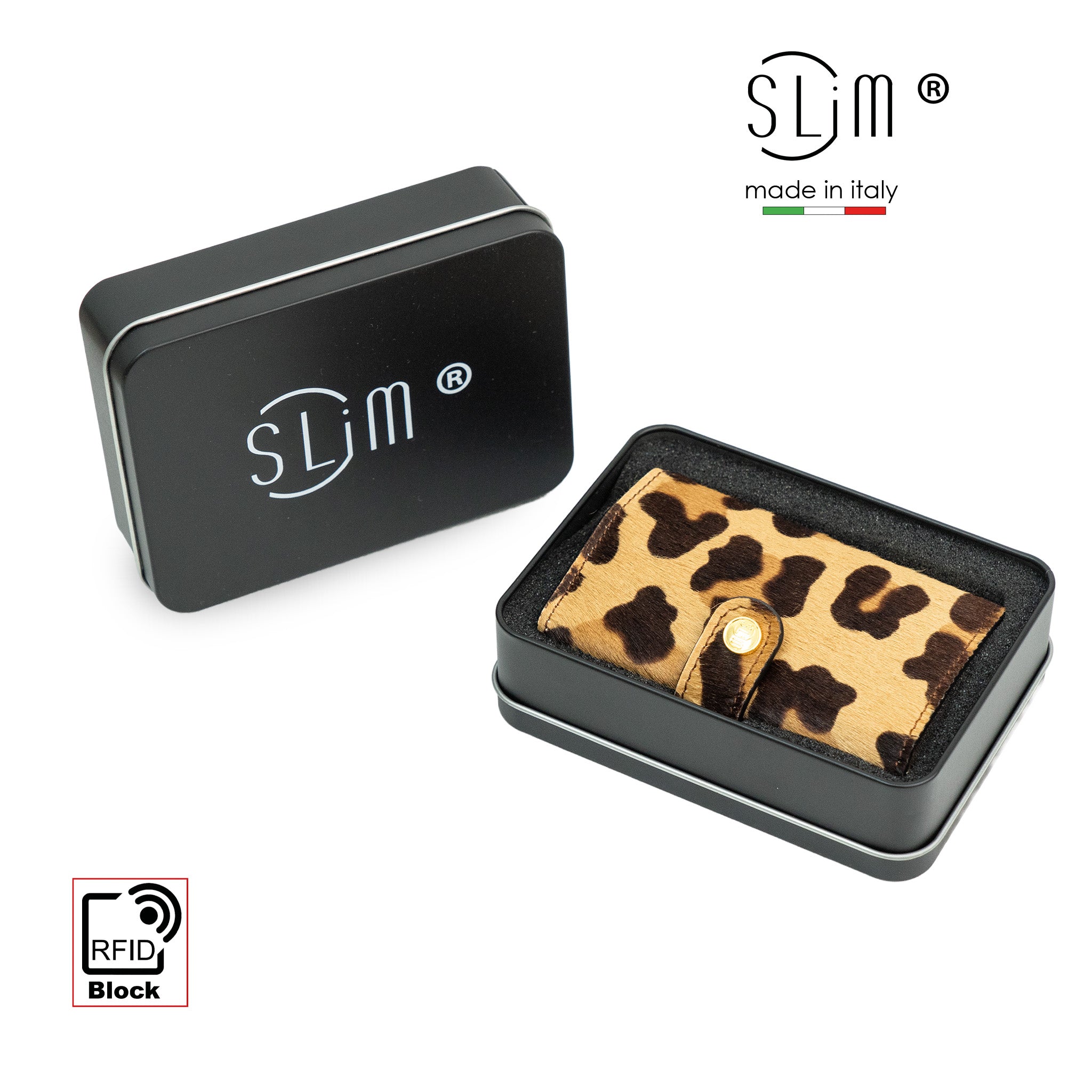 SLim®️ Genuine Animalier Leather Fuchsia/Black with zip coin purse and Animalier heart key ring