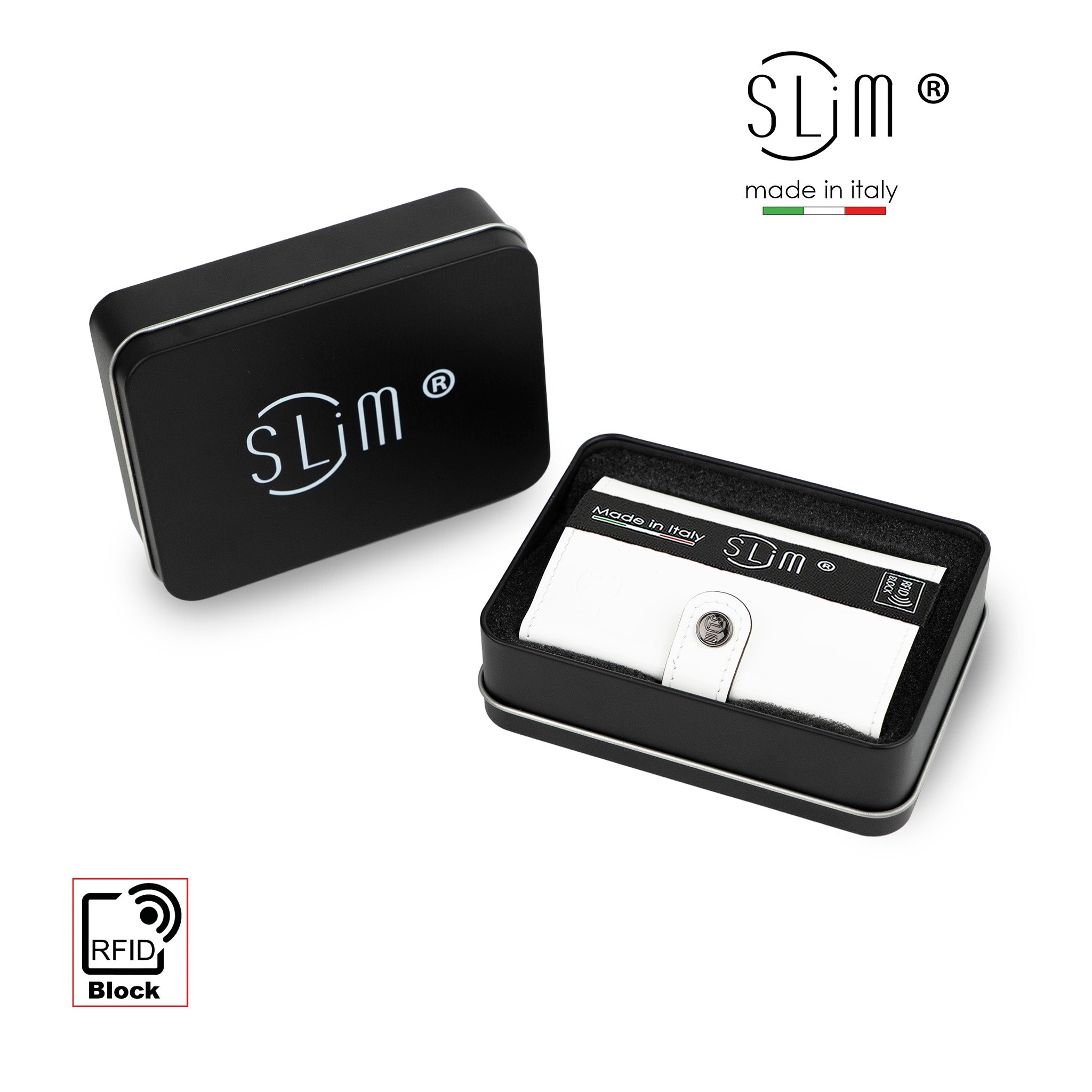Porta Carte Vera Pelle Specchio Bianco con Zip