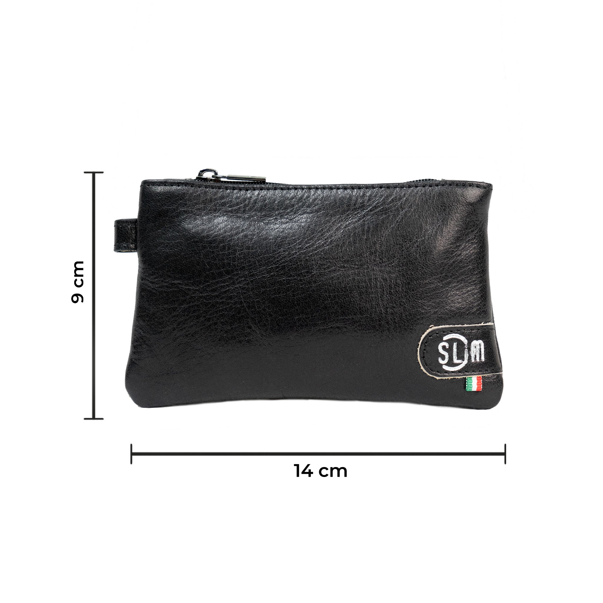 Mini Pochette Vera Pelle Vegetale Nero
