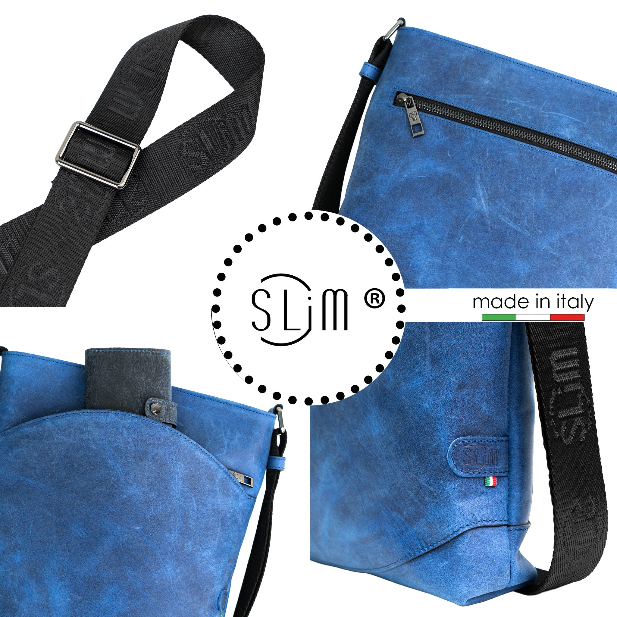 Bag SLim®️ Vera Pelle Crazy Blu