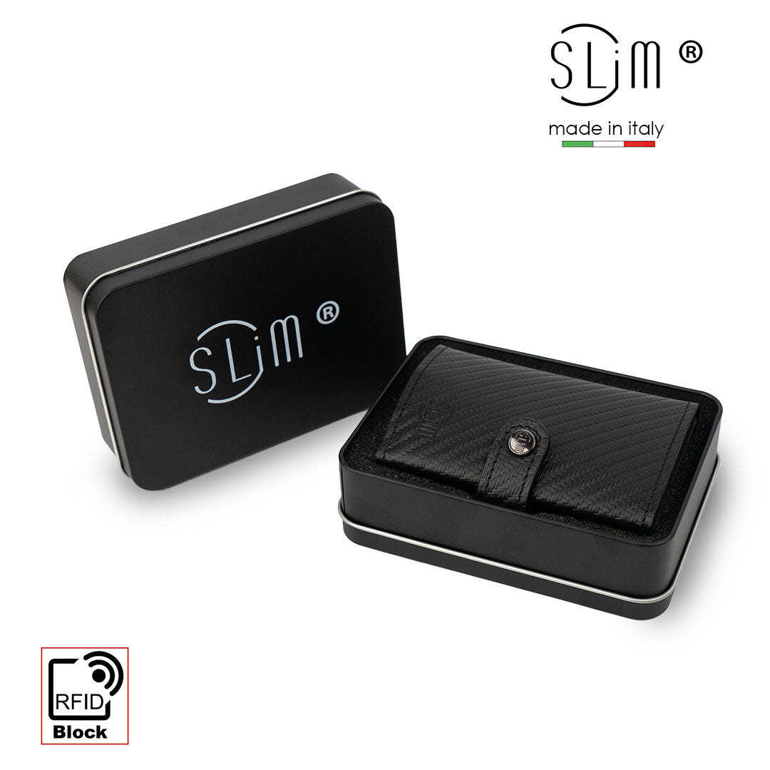 SLim®️ carbon style genuine leather compatible with AirTag*