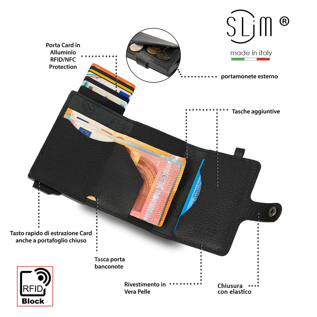 SLim®️ wallet with black necklace and coin pocket
