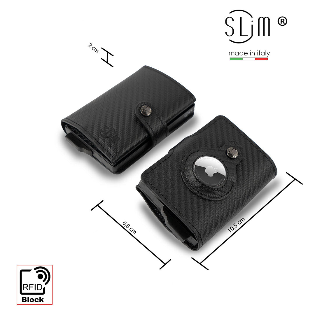 SLim®️ carbon style genuine leather compatible with AirTag*